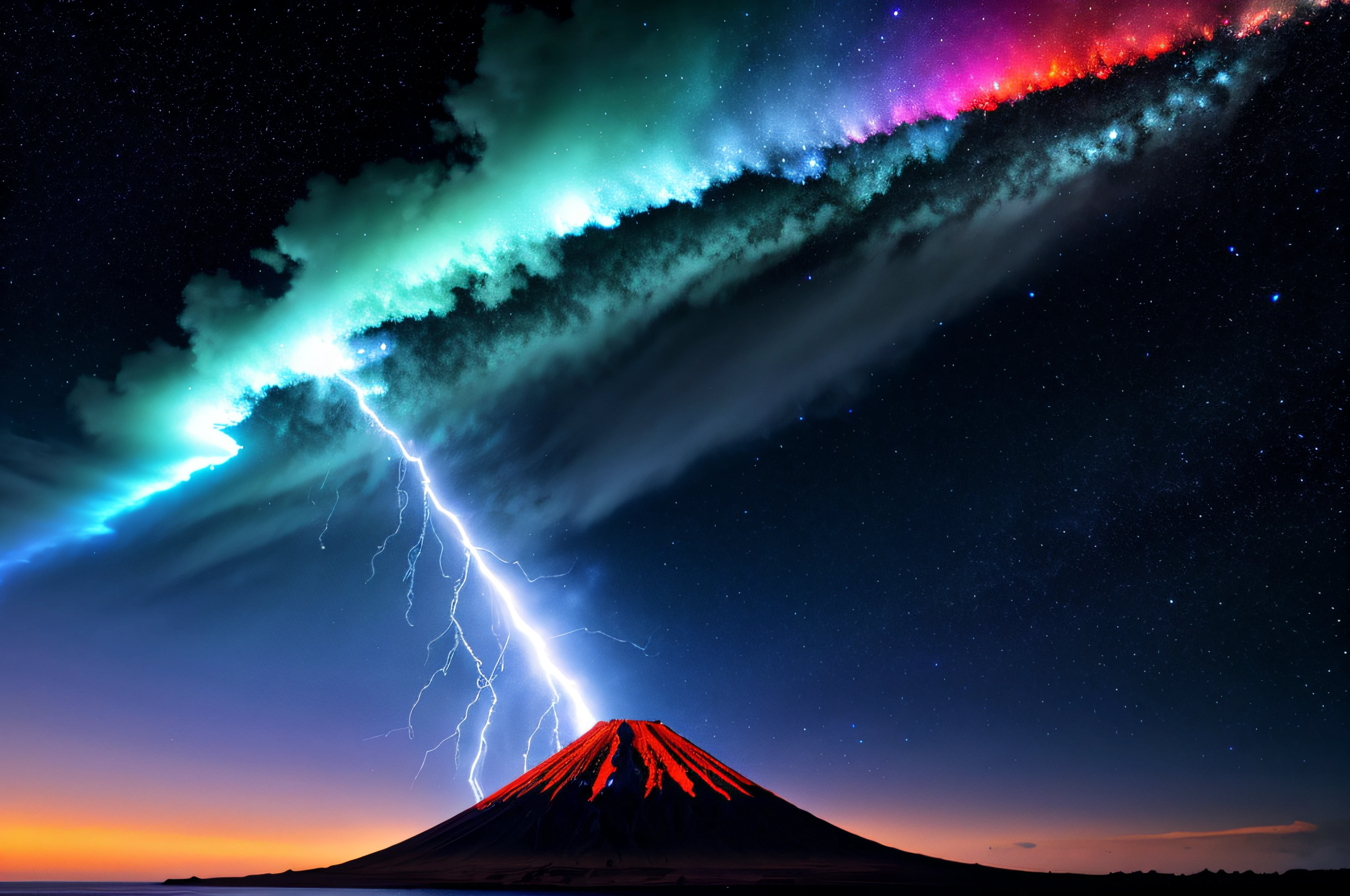 dramatic sky、Blue Lightning Style:masterpiece、top-quality、Thin space、milkyway、foco nítido、realisitic、((detaileds))、((dynamicposes))、((Good Highlights))、(Perfect proportions)、(Dynamic)、(Convoluted)、(Complementary color scheme)、Good perspective、(proffesional)、(awardwinning)
Adcom
Volcanic island background
Red Flame、Soft particles、explosion
break
Green Flame、Soft particles、explosion
break
Blue Flame、Soft particles、explosion
Volcanic island background