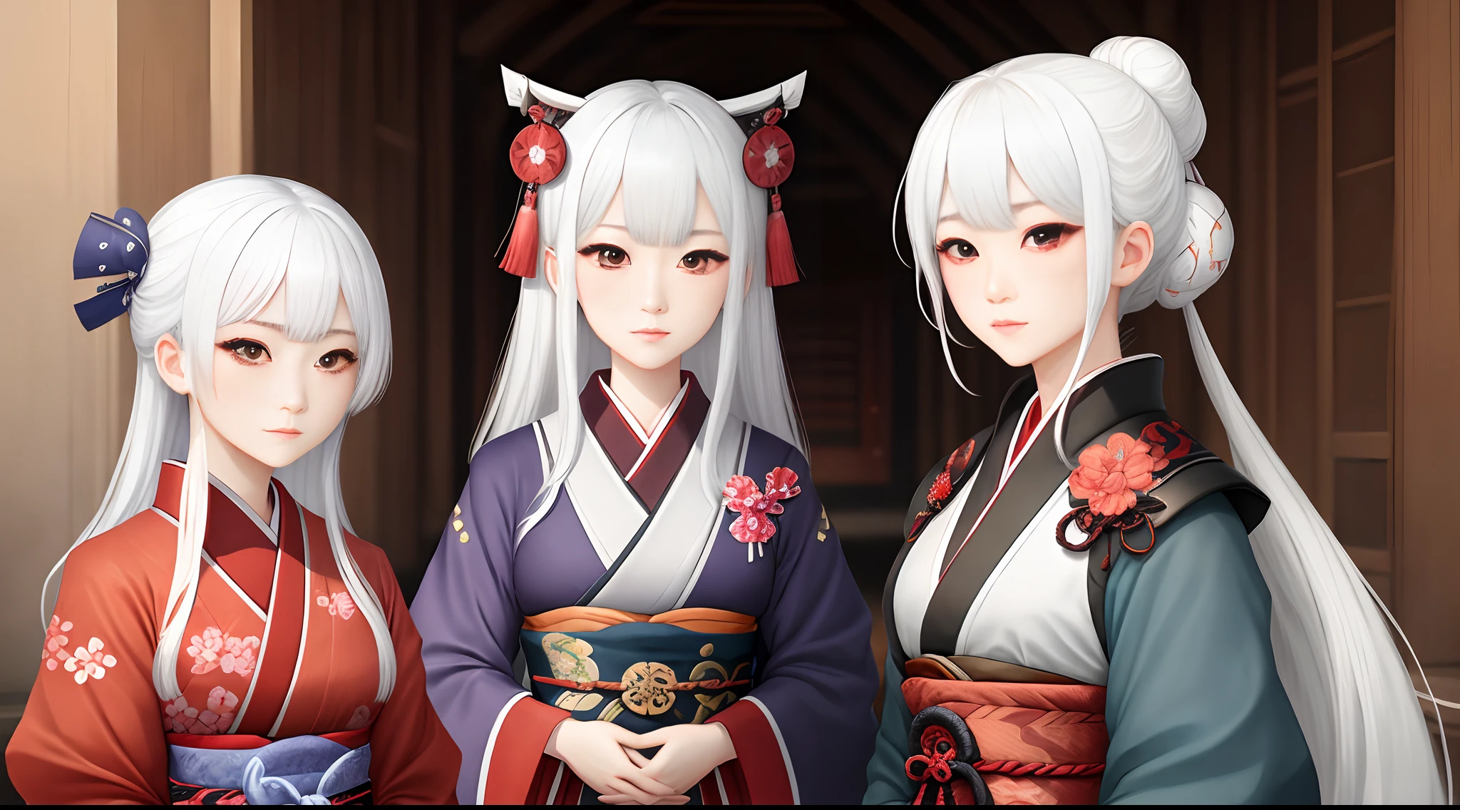 White hair and red eyes,Royal sister,a,Shogun。Rigid on the outside and soft on the inside