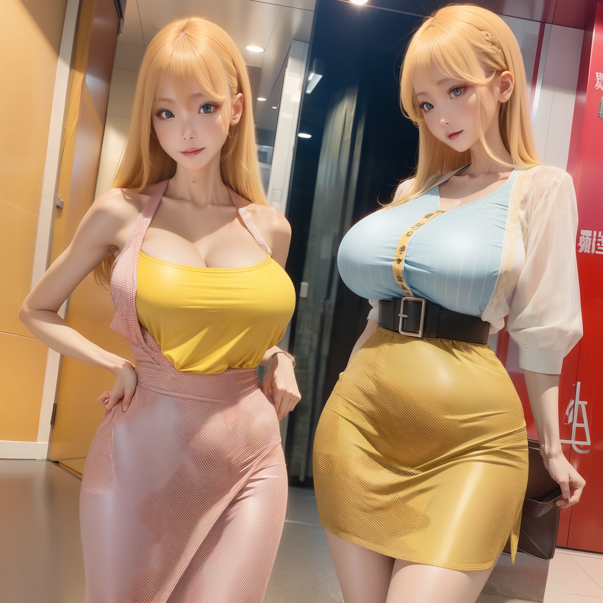blond hairbl,largeeyes,Large breasts(1.5),Thin waist and hips(1.5)年轻