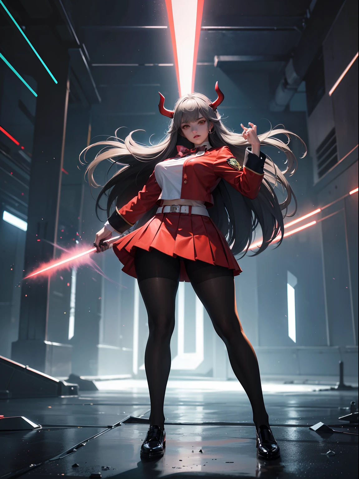 (full body:1.5),(1girl:1.3),(looking at viewer:1.4),(anatomy correct:1.3),(In the paradise of the day:1.3),(Wearing Very thick Printed Pantyhose and Red Hulk suit JK uniform printed Ultra short pleated skirt and JK uniform leather shoes with bow decoration :1.35), (Light particle effect:1.3),(In pink | amarelo | blue colors| green color |red colour| white colors| black in color| purpleish color| greys| Beige| Flesh color 1.4),(Glowing eyes:1.3),(Large amplitude action: 1.3),(Accurate and perfect face:1.4),(Clothing Gloss:1.25),(Skin reflection:1.25),hyper HD, Ray traching, reflective light,structurally correct, Award-Awarded, high detal, lightand shade contrast, Face lighting,cinmatic lighting, tmasterpiece, super detailing, high high quality, high detal, best qualityer, 16k,high contrast,
