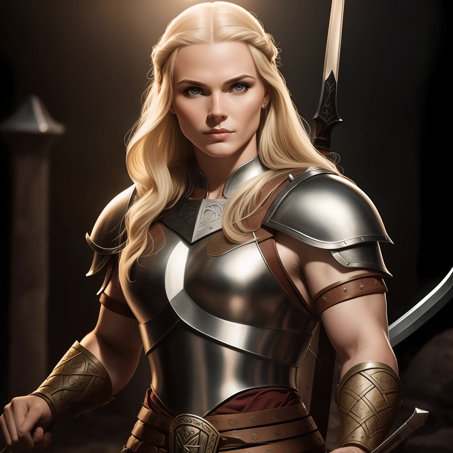fotografia de uma guerreira viking muito linda com sujeira em seu rosto, corpo lindo, heroica, pronounced cheekbones, nublado, obra-prima, melhor qualidade, alta qualidade, 4K, trending, hard ring light, 50mm