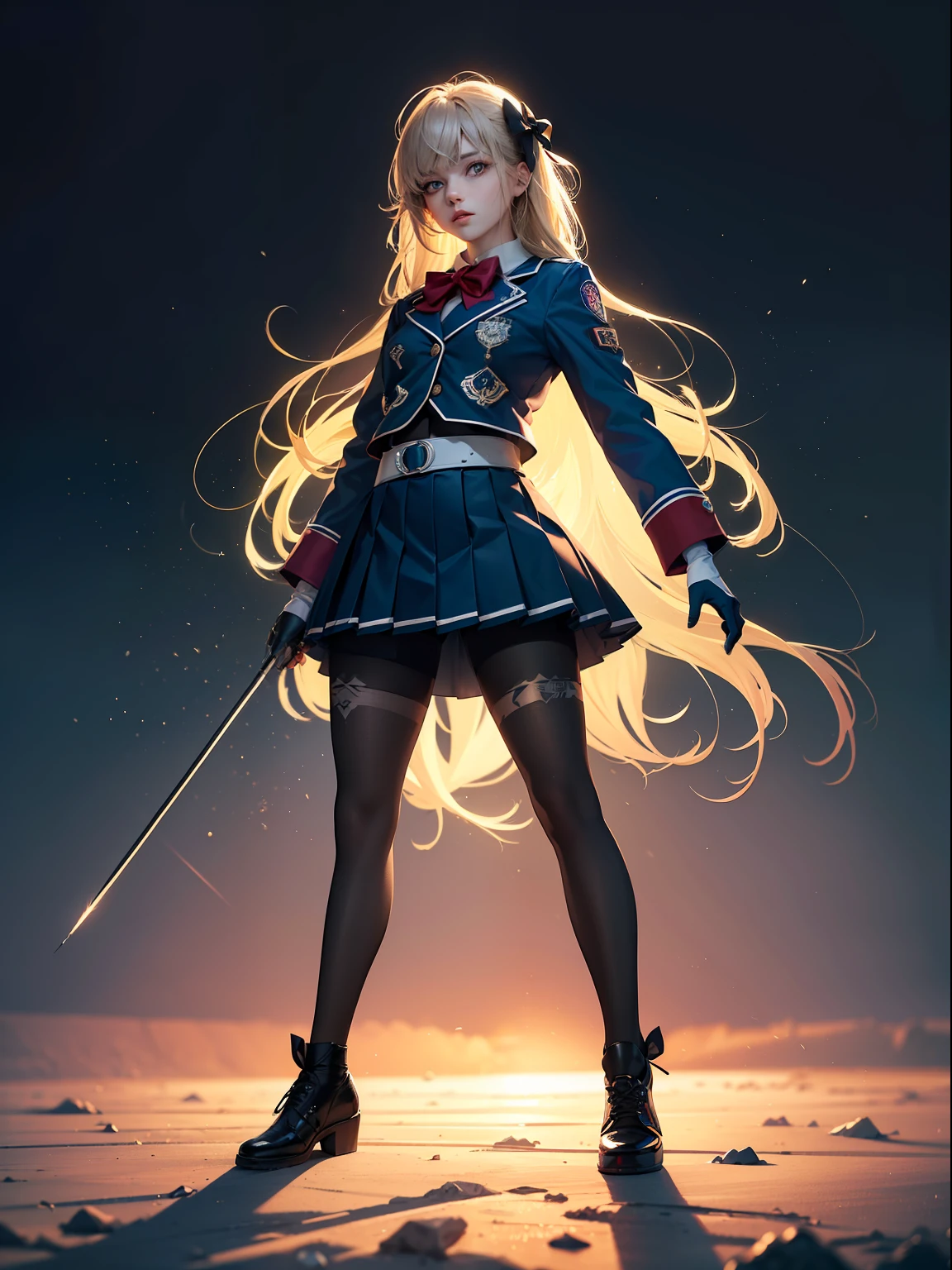 (full body:1.5),(1girl:1.3),(looking at viewer:1.4),(anatomy correct:1.3),(In the paradise of the day:1.3),(Wearing Colossus suit JK uniform printed Ultra short pleated skirt and JK uniform leather shoes with bow decoration ,and Very thick Printed Pantyhose :1.35), (Light particle effect:1.3),(In pink | amarelo | blue colors| green color |red colors | white colors| black in color| purpleish color| greys| Beige| Flesh color 1.4),(Glowing eyes:1.3),(Large amplitude action: 1.3),(Accurate and perfect face:1.4),(Clothing Gloss:1.25),(Skin reflection:1.25),hyper HD, Ray traching, reflective light,structurally correct, Award-Awarded, high detal, lightand shade contrast, Face lighting,cinmatic lighting, tmasterpiece, super detailing, high high quality, high detal, best qualityer, 16k,high contrast,