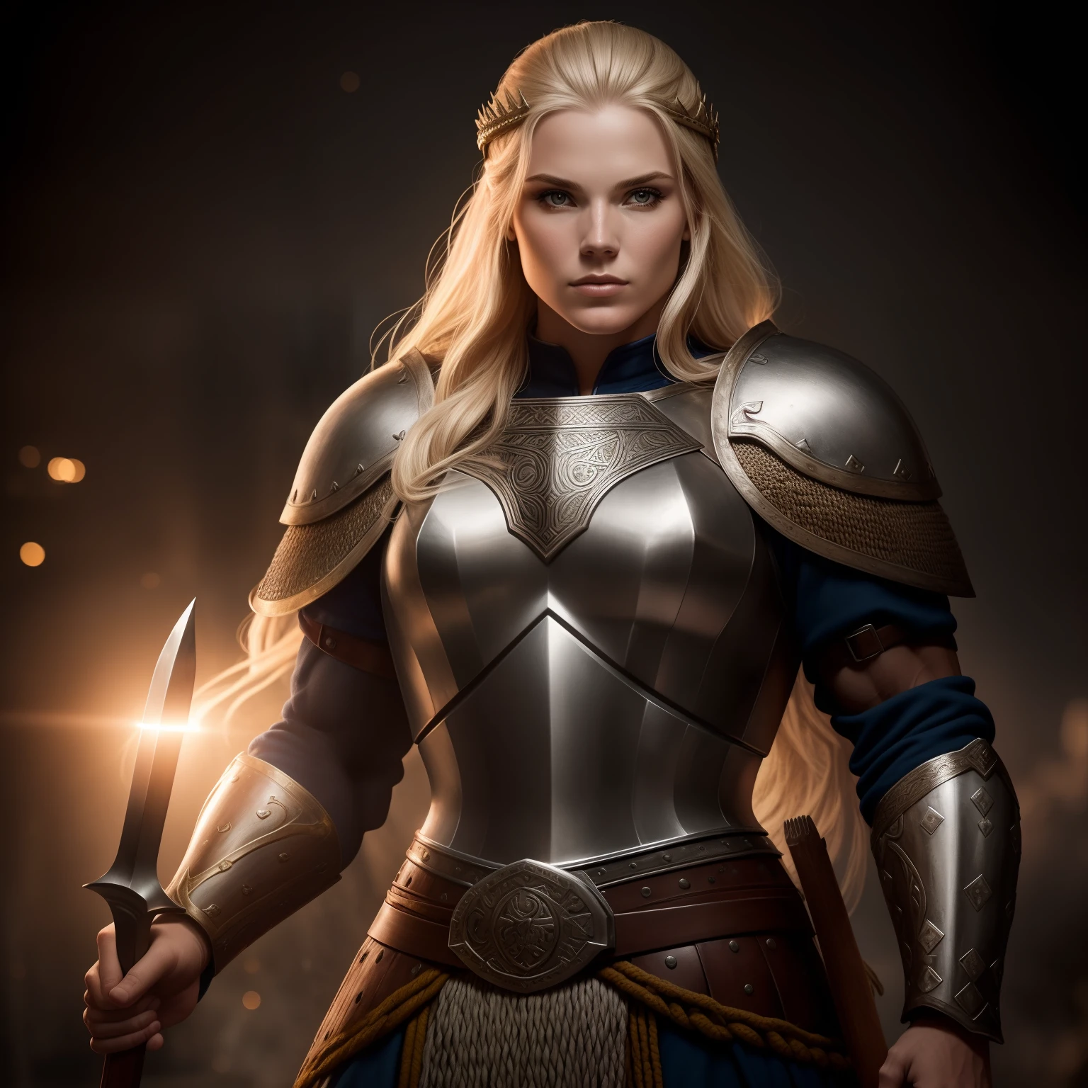 fotografia de uma guerreira viking muito linda com sujeira em seu rosto, corpo lindo, heroica, pronounced cheekbones, nublado, obra-prima, melhor qualidade, alta qualidade, 4K, trending, hard ring light, 50mm
