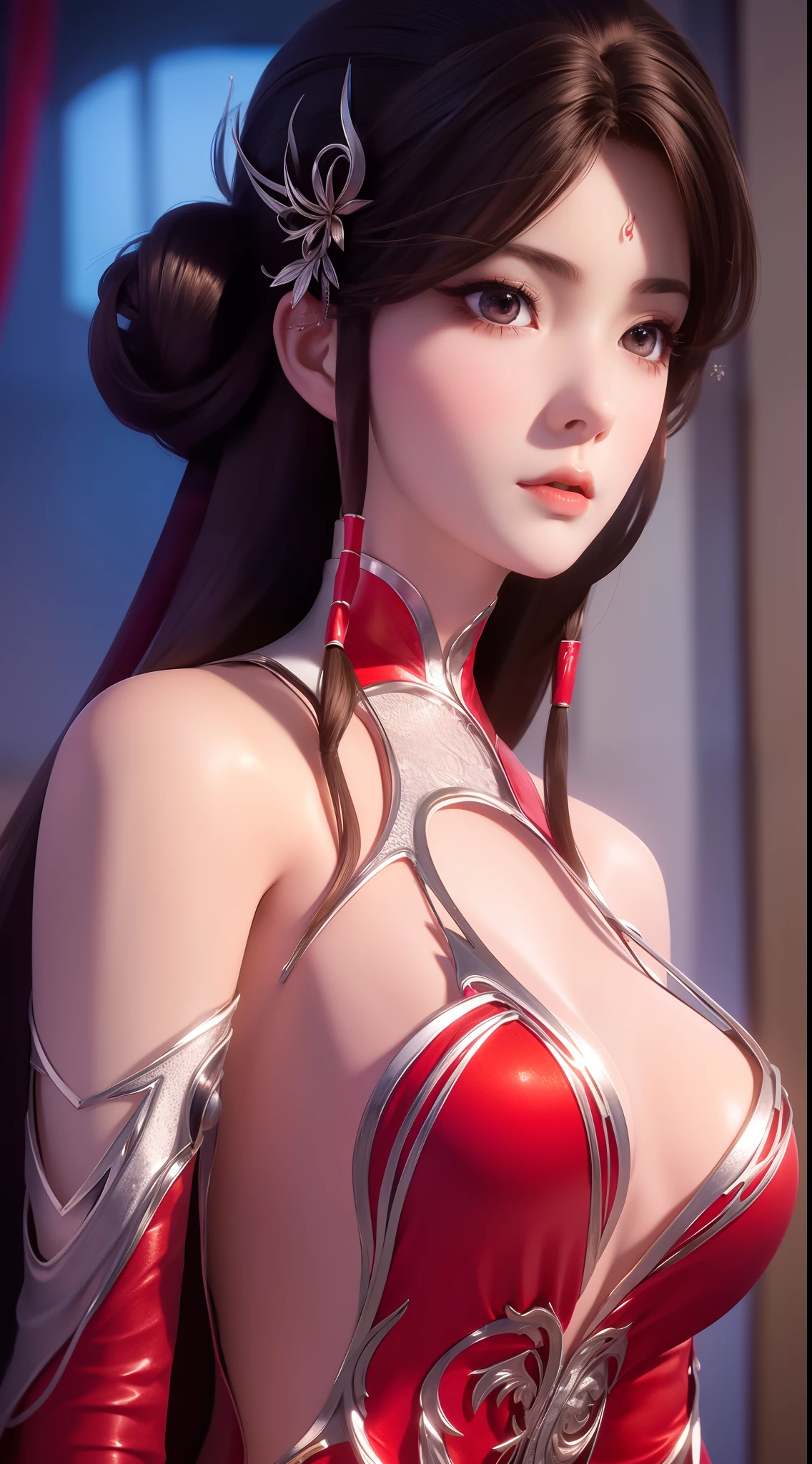 a woman in a lingersuit posing for a picture, huge boobs, full body, beautiful alluring anime woman, seductive anime girl, ig model | artgerm, seductive. highly detailed, trending on cgstation, extremely detailed artgerm, beautiful realistic upper body, sexy pose, photorealistic perfect body, on a mannequin. high quality, range murata and artgerm