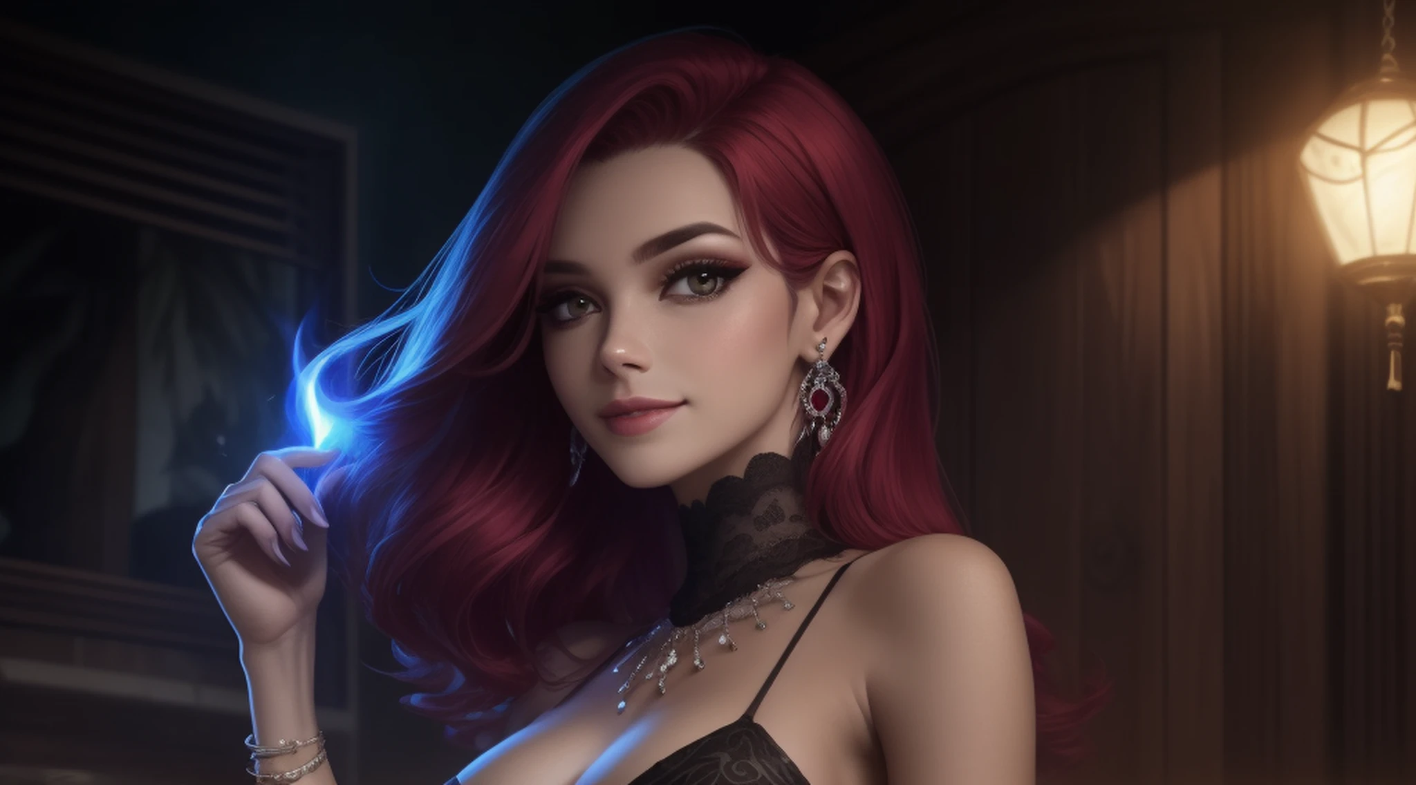 melhor qualidade, obra-prima, highres, 1 mulher, vestido de seda chinesa, rosto bonito, enfeite de cabelo, corpo inteiro, sorriso, boca fechada, enfeite de cabelo, colar, jewelries, cabelo longo, brincos, rosto bonito, efeito tyndall, fotorrealista, studio dark, rim lighting, dual-tone lighting, (pele altamente detalhada), 8k uhd, dslr, soft-lighting, alta qualidade, volumeric lighting, Spontaneous, fotografia, alta resolução, 4k, 8k, (papel de parede 8k extremamente detalhado) +, a background photo of a demonic, Intrincado, Alto Detalhe, dramatic, obra-prima de melhor qualidade, fotorrealista, detalhado, 8k, HDR, retroiluminação, florescer, brilhos de luz, foco nítido