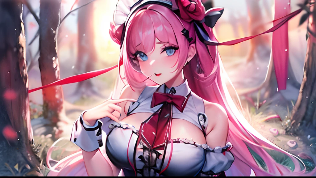 (extremamente delicado e bonito:1.2),1girl, franja, olhos azuis, blurry, fundo desfocado, lacing, cabelo castanho, boca fechada, de lado, cabelo entre os olhos, hairbow, lanterna, light particules, mangas compridas, olhando para o espectador , mid hair, noite, Red ribbon, solo, estrela \(simbol\), parte superior do corpo, sorriso, red-lips, 1.5),(sexy maid:1.2),(magical forest:1.2),(cutesexyrobutts:1.2),(RossDraw 2.5:1.1),(KDA:1.1),(WLOP:1.1),(Sakimichan:1.1),(watercolor:1.2)