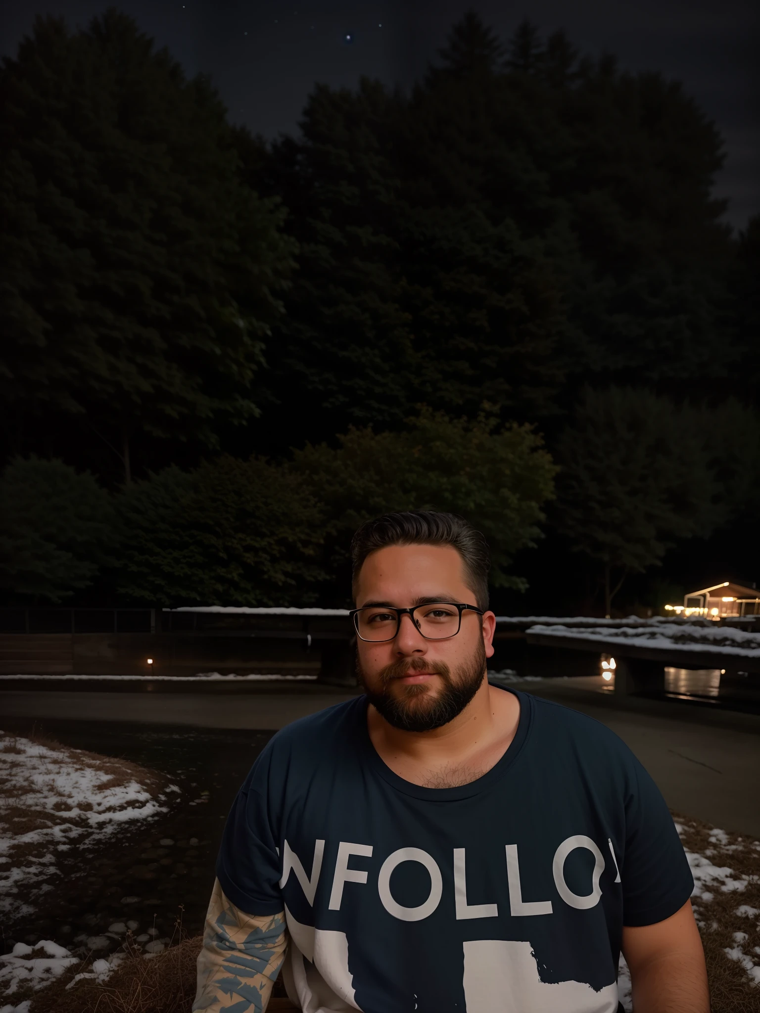 RAW photo, absurdres, high quality, photorealistic,
1boy, looking at viewer, sweater, sitting, short hair,  beard,
outdoors, night, park bench,
8k uhd, dslr, film grain, Fujifilm XT3, 20 megapixel, detailed, sharp focus,