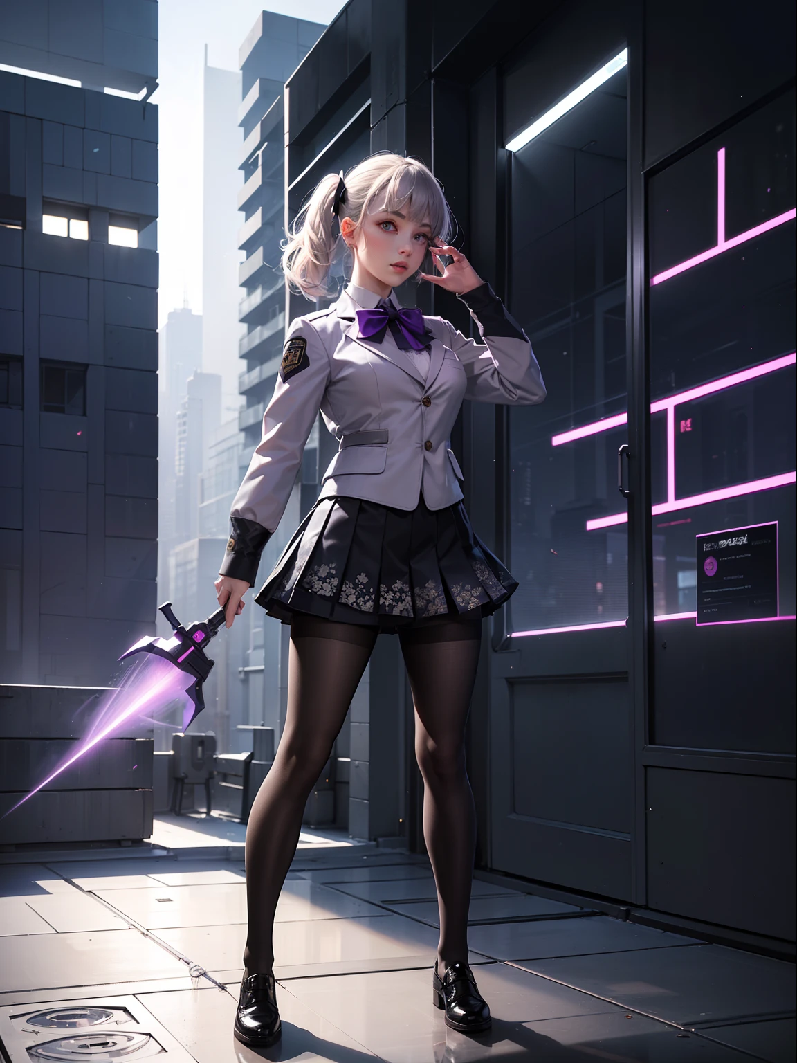 (full body:1.5),(1girl:1.3),(looking at viewer:1.4),(anatomy correct:1.3),(In the paradise of the day:1.3),(Wearing The Flash suit JK uniform printed Ultra short pleated skirt and JK uniform leather shoes with bow decoration ,and Very thick Printed Pantyhose :1.35), (Light particle effect:1.3),(In pink | amarelo | blue colors| green color |red colors | white colors| black in color| purpleish color| greys| Beige| Flesh color 1.4),(Glowing eyes:1.3),(Large amplitude action: 1.3),(Accurate and perfect face:1.4),(Clothing Gloss:1.25),(Skin reflection:1.25),hyper HD, Ray traching, reflective light,structurally correct, Award-Awarded, high detal, lightand shade contrast, Face lighting,cinmatic lighting, tmasterpiece, super detailing, high high quality, high detal, best qualityer, 16k,high contrast,