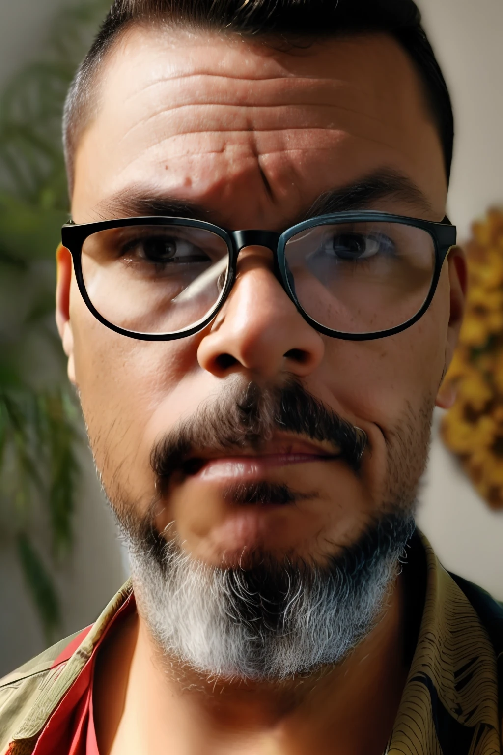 guttonerdvision10, Um retrato frontal de meio comprimento de um homem ((With eye Glasses)), com um corte de cabelo curto de estilo militar. He is dressed in a (camisa branca adornada com flores vermelhas e amarelas:1.3). The subject is positioned against a ((fundo preto infinito)), creating a captivating contrast that draws attention to the characteristics of the subject. The level of detail on the skin is increased to 1.2, ensuring every intricate detail is captured accurately.
The hyper-realistic approach with a factor of 1.2 ensures exceptionally realistic representation, showing even the subtlest nuances of the subject's appearance. Ultra high definition (UHD) Quality ensures impeccable clarity and sharpness, permitindo que os espectadores apreciem as intrincadas texturas e recursos.
A technique of (split lighting) adds an attractive dimension to the portrait. Dividindo o rosto do sujeito em luz e sombra, This technique emphasizes the contours and creates a sense of depth. As sombras e os destaques jogam juntos para evocar um forte senso de drama e intensidade.
The man's short military-style haircut exudes a sense of discipline and precision, further enhancing your character. Sua escolha de traje, uma camisa branca adornada com flores vermelhas e amarelas, adds a touch of vibrancy to the composition.
Posicionado contra um fundo preto infinito, o sujeito torna-se o ponto focal do retrato. The black backdrop allows the subject's characteristics to stand out vividly, while the split lighting technique adds a dynamic and captivating visual element.
The overall result is a striking, hyper-realistic portrait that captures the subject's appearance and personality in exquisite detail. O jogo de luz e sombra, juntamente com os detalhes intrincados, cria um retrato visualmente envolvente e emocionalmente ressonante.