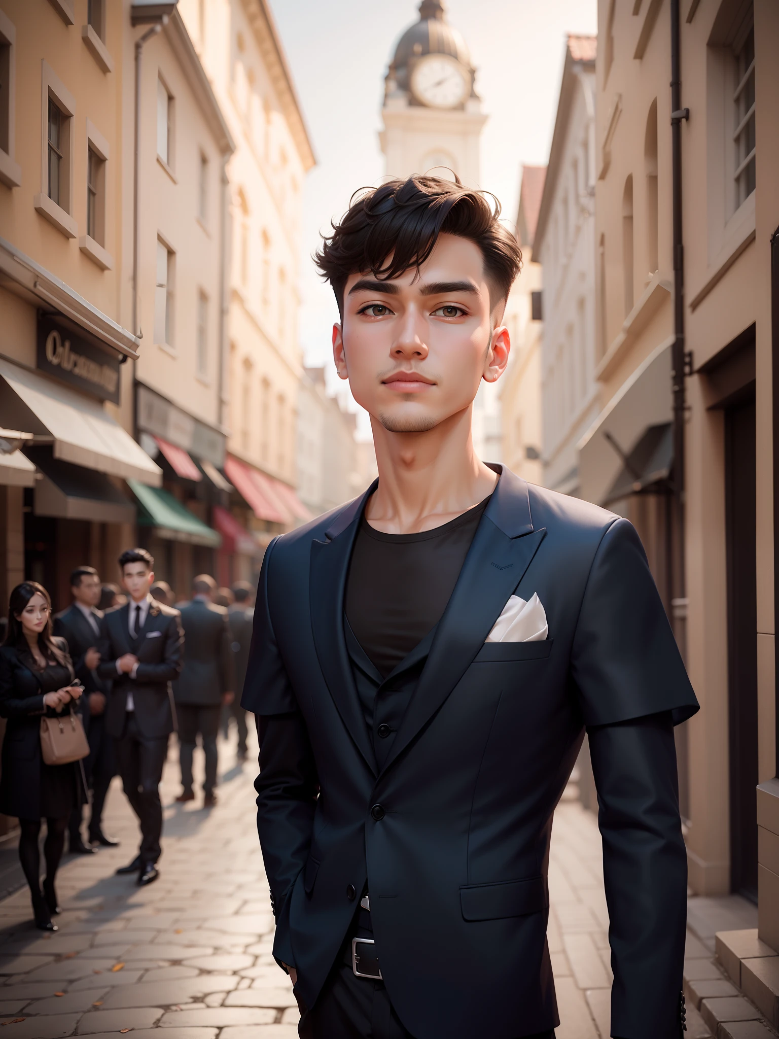 Wear coat pent same face 3d wedding background handsome boy 👦