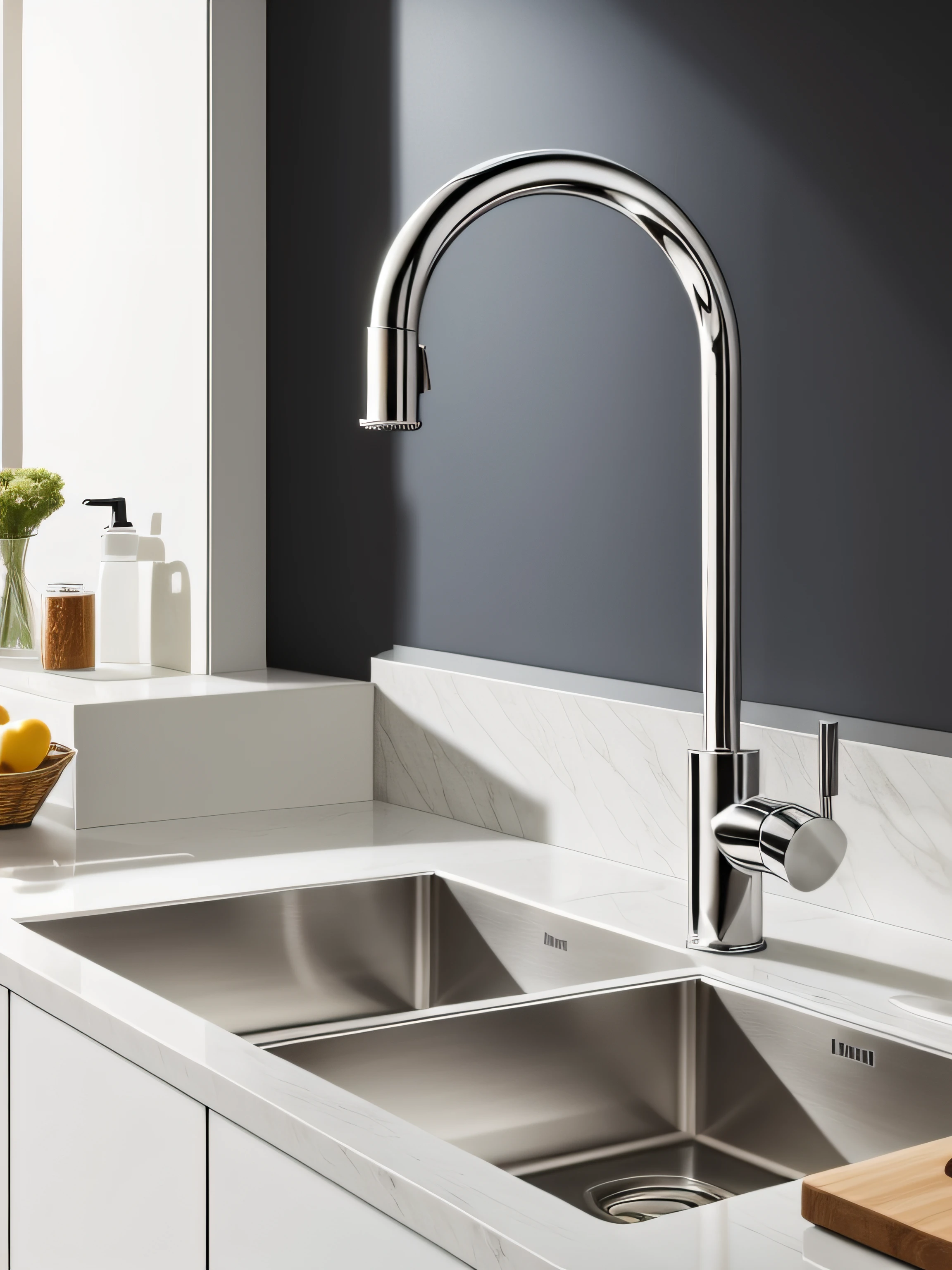Kitchen faucets are realistic and minimalist