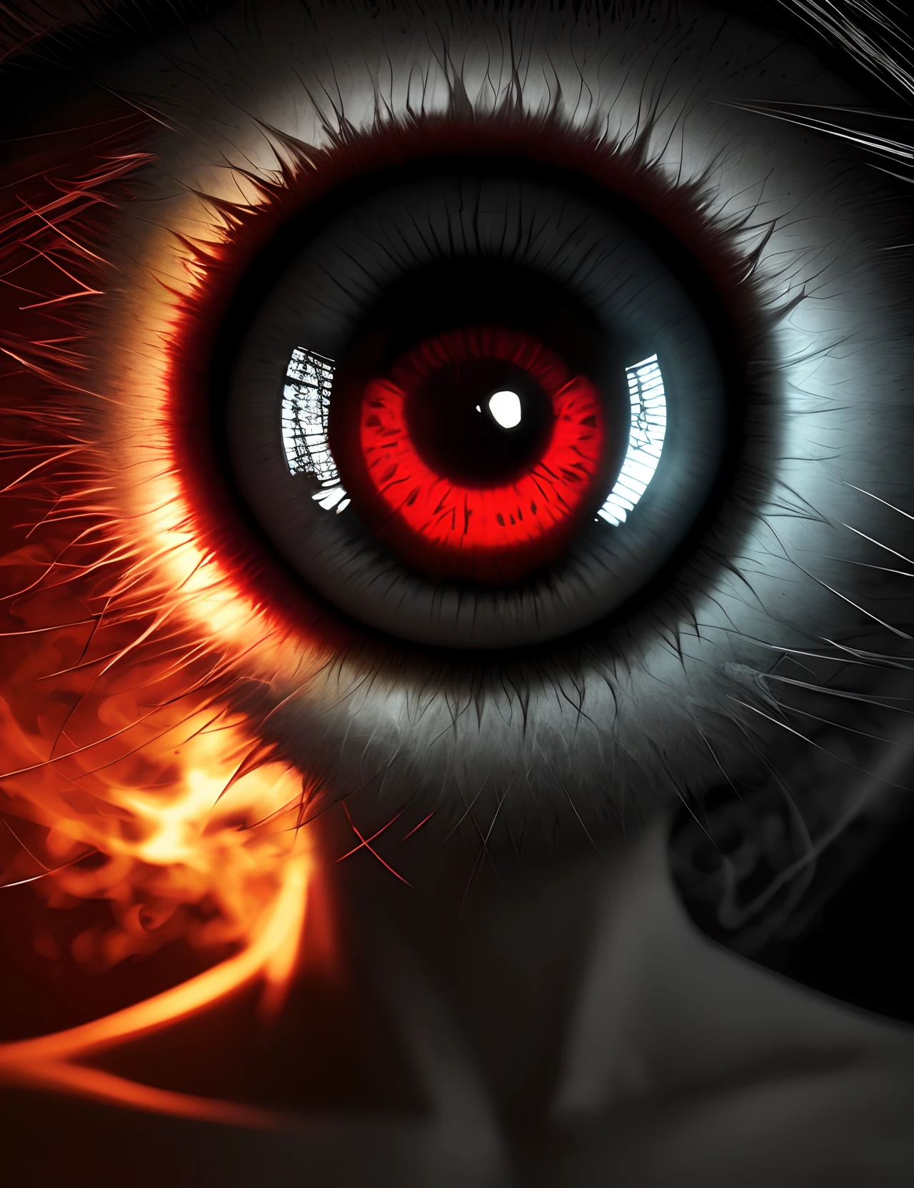 The Eye of Ruin is a unique and extraordinary eye, usually found in a
black and empty eye socket, without the presence of eyelid or eyelashes.
The iris of this eye is an intense and bright red, lembrando brasas ardentes,
with a feline-like vertical pupil.
An aura of dark, rippling energy constantly emanates from the Eye of Ruin, Radiating
a sense of restlessness and malice.