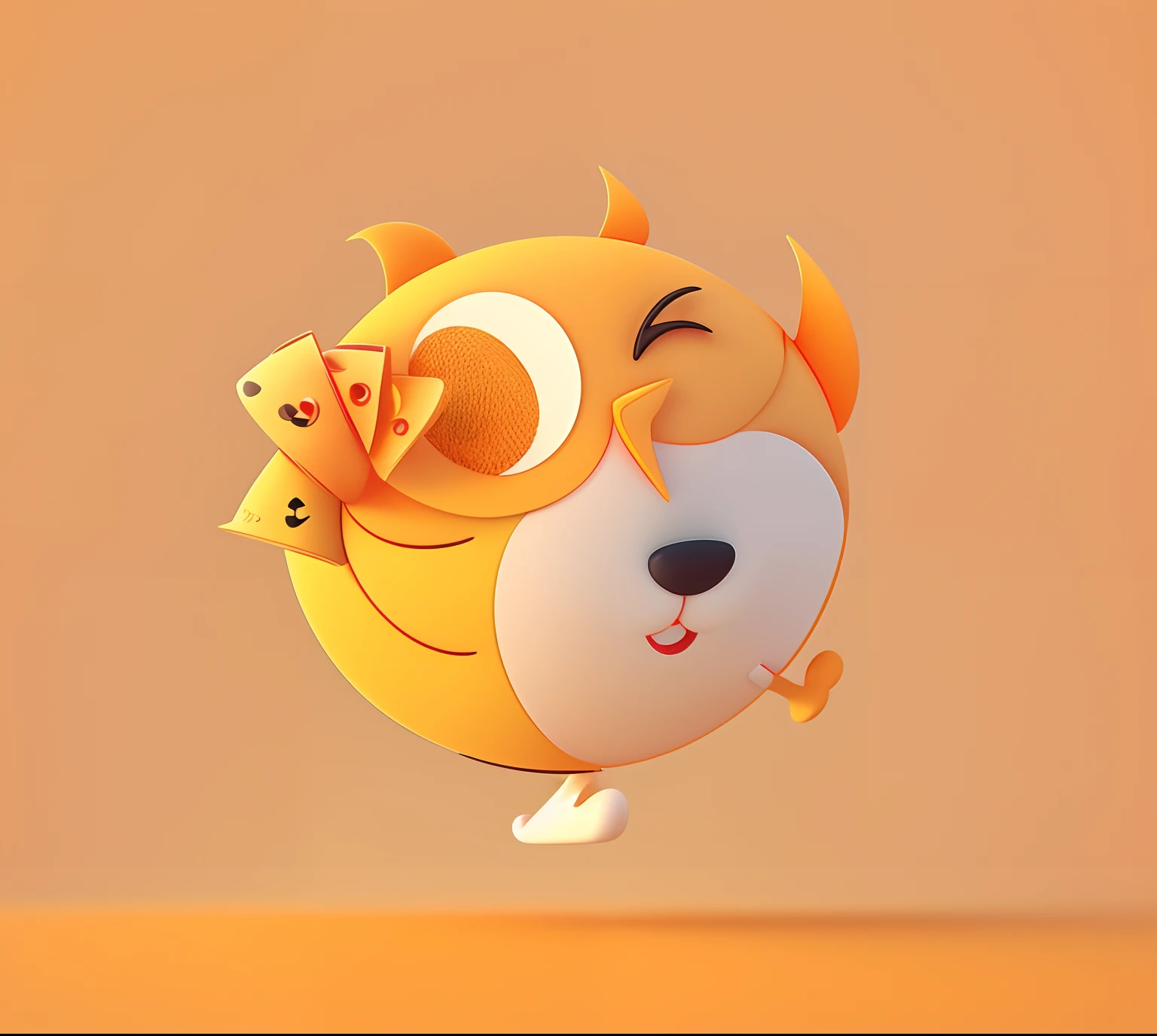 A cute and cute one,C4D style orange and yellow cartoon image。