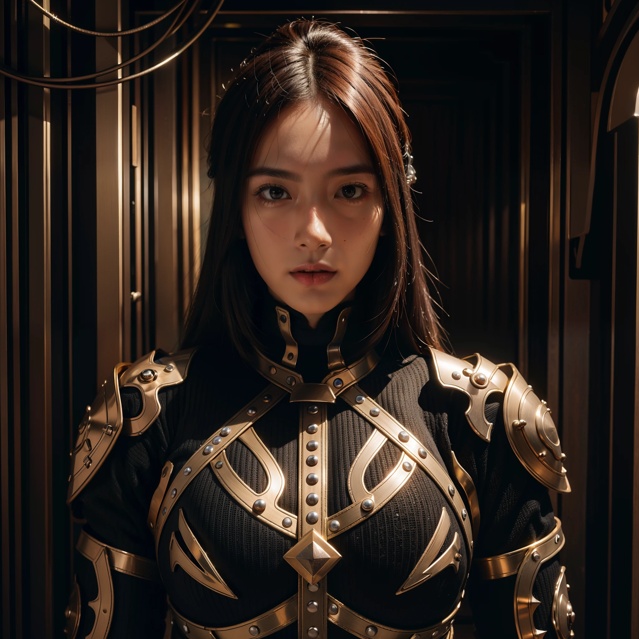 "Hyper-detailed, high-resolution, ultra HD 64k armor accessories on face"