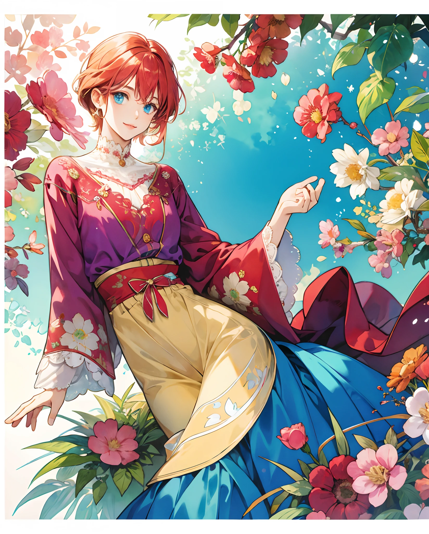You are a picture book author. I was asked to draw an illustration for the following article. "The girl said, 'This cat has very pretty eyes, so it's okay. I'm sure tomorrow will be a good day.'"
BREAK art nouveau bleed watercolor gradation effect light color