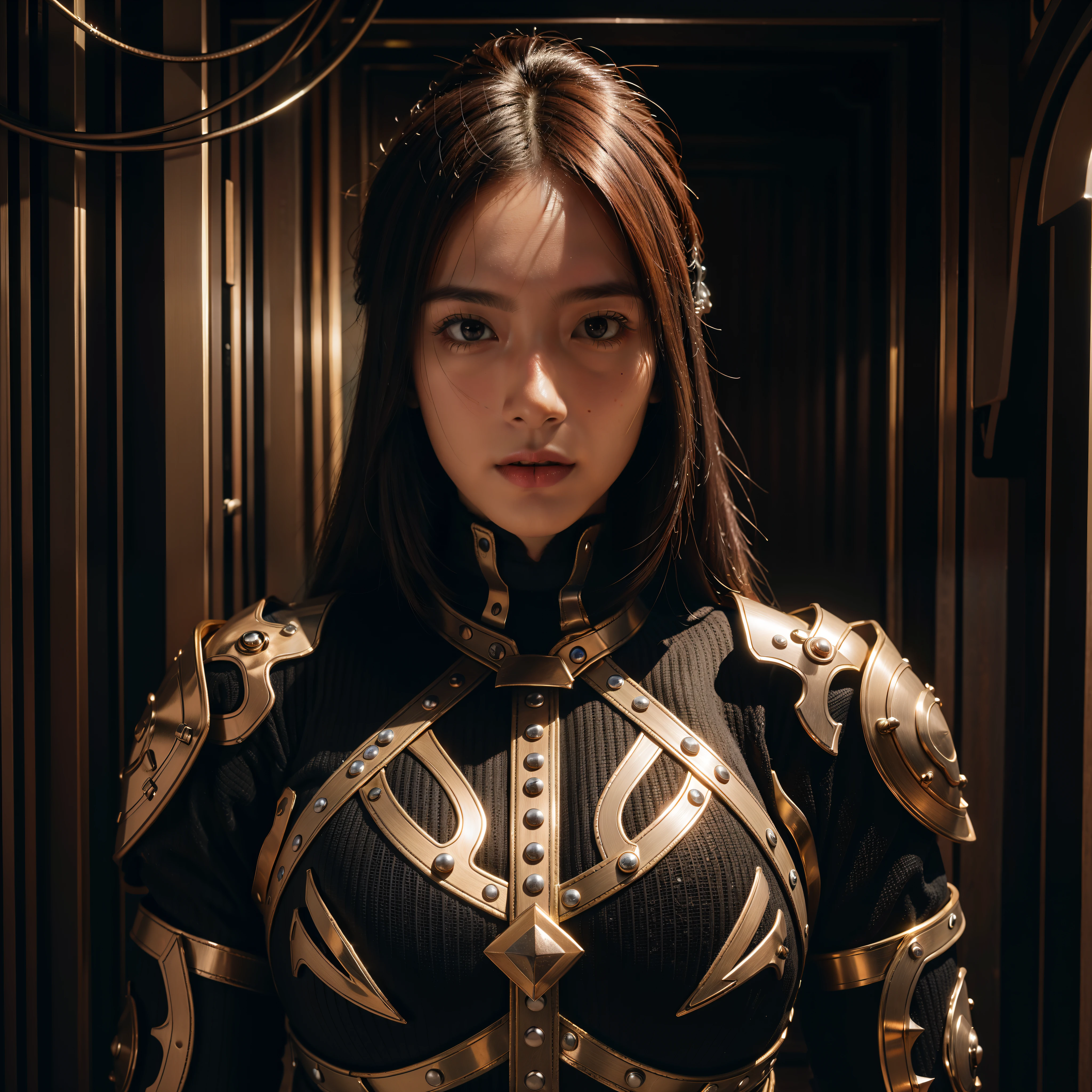 "Hyper-detailed, high-resolution, ultra HD 64k armor accessories on face"