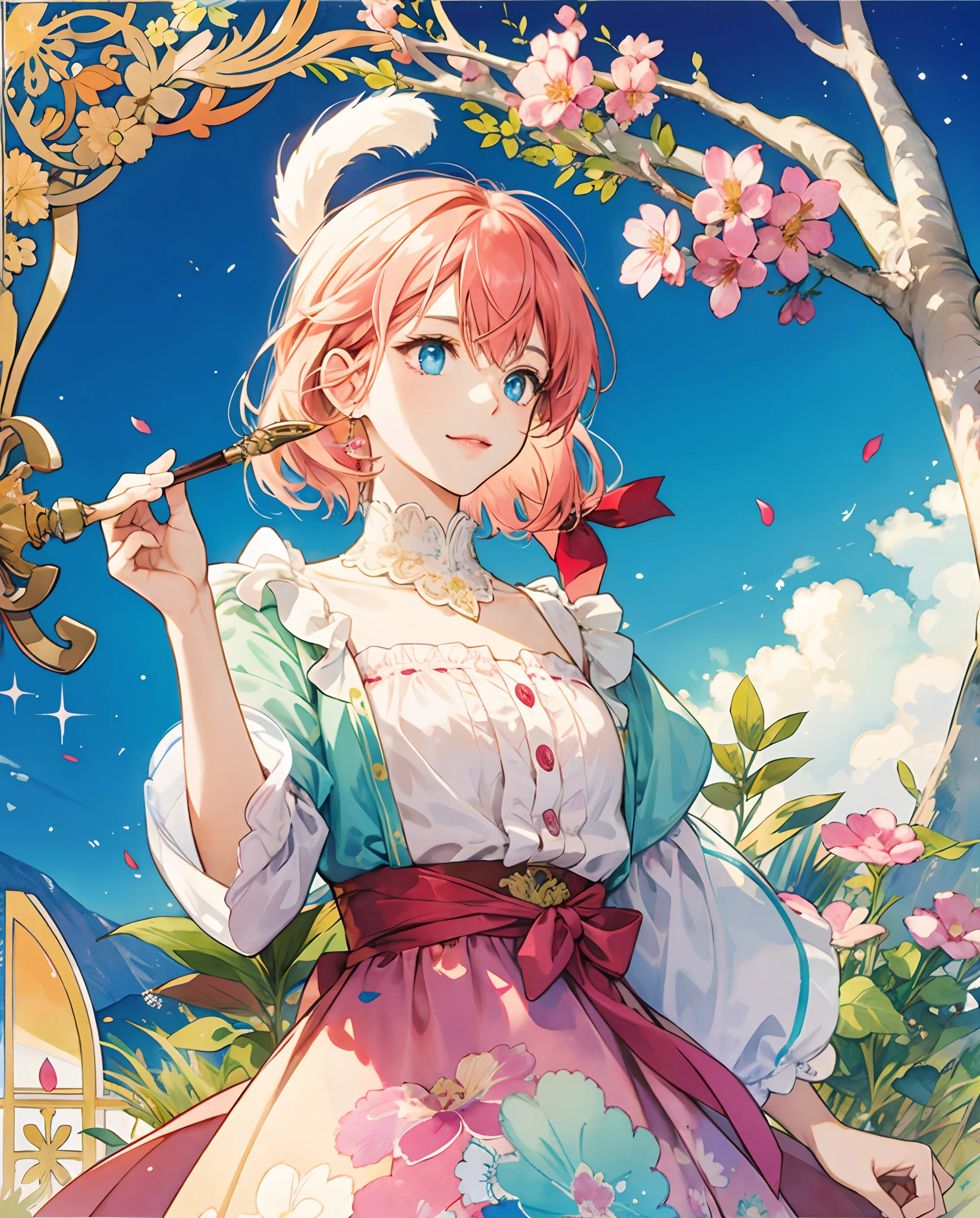 You are a picture book author. I was asked to draw an illustration for the following article. "The girl said, 'This cat has very pretty eyes, so it's okay. I'm sure tomorrow will be a good day.'"
BREAK art nouveau bleed watercolor gradation effect light color