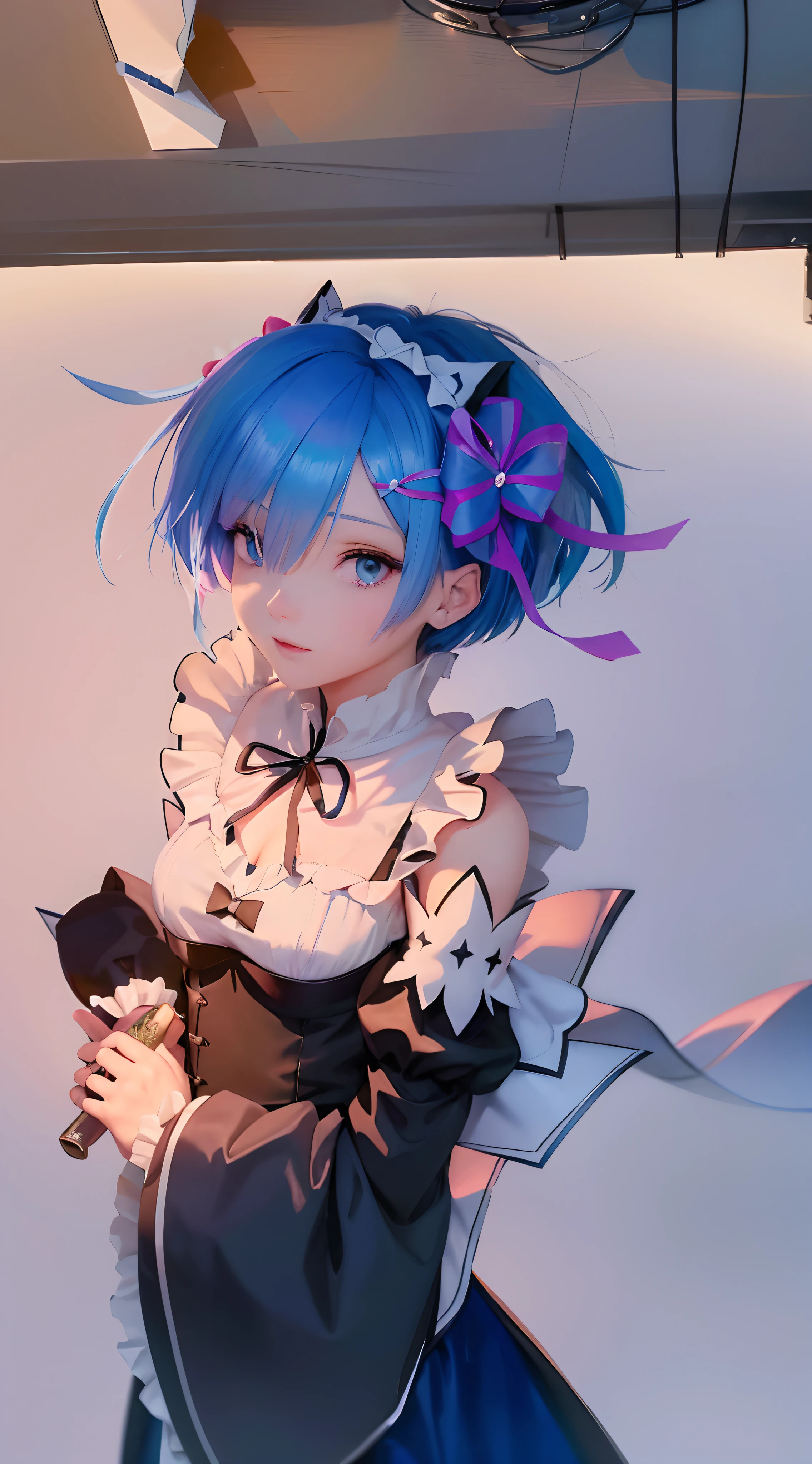anime - style image of a woman in a blue and white outfit, Rem Rezero, style of anime4 K, Girl with blue hair, short blue haired woman, beautiful blue-haired girl, nightcore, Anime art wallpaper 4 K, Anime art wallpaper 4k, Beautiful anime girl, Anime wallpaper 4K, Anime wallpaper 4 k, 4K anime wallpaper