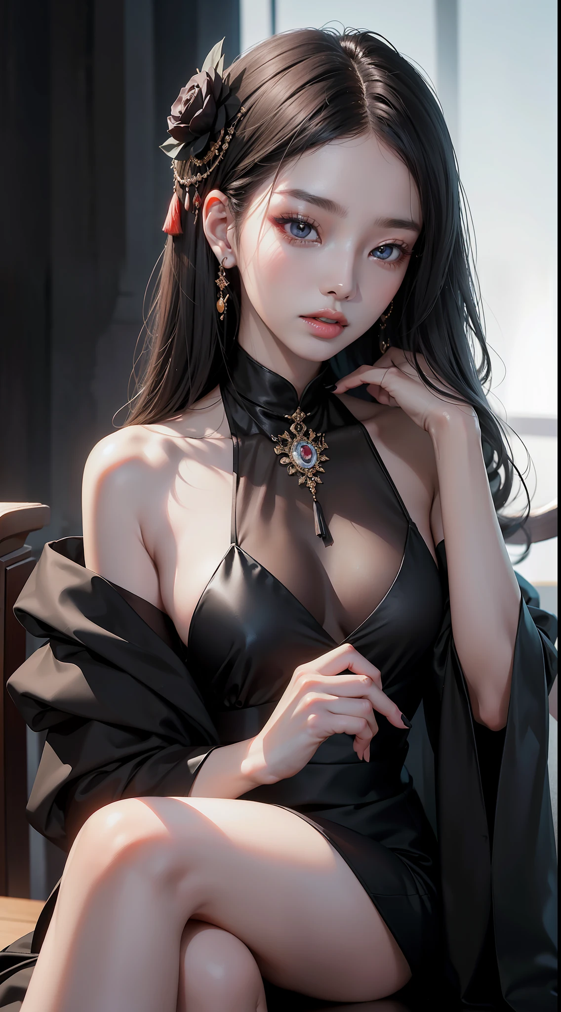 araffe woman in a black dress posing for a picture, gorgeous chinese models, shaxi, Choi Hyun-hwa, jiyun chae, Gorgeous young Korean woman, portrait of female korean idol, beautiful Korean women, yanjun cheng, blackpink jennie, sun yunjoo, inspired by Yanjun Cheng, xision wu