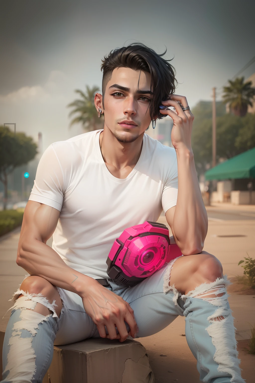 change background cyberpunk handsome boy. realistic face. 8k. ultra realistic