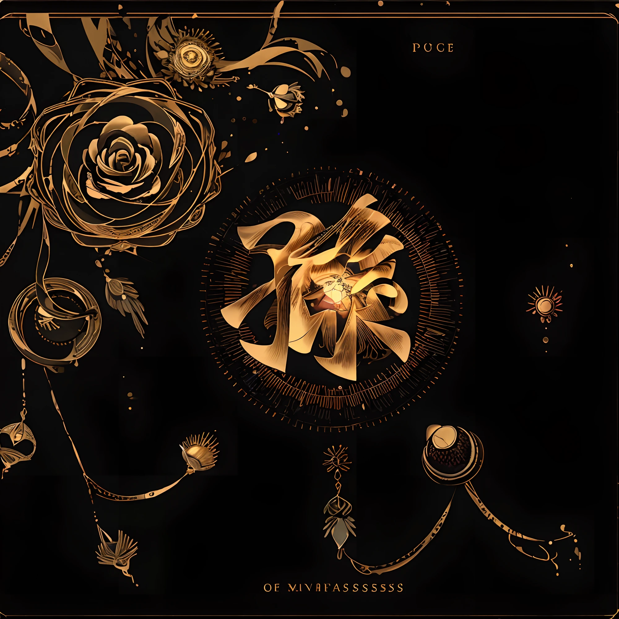 realistic, (best quality, masterpiece:1.3), golden rose ,soul card, line, light particles, no humans,