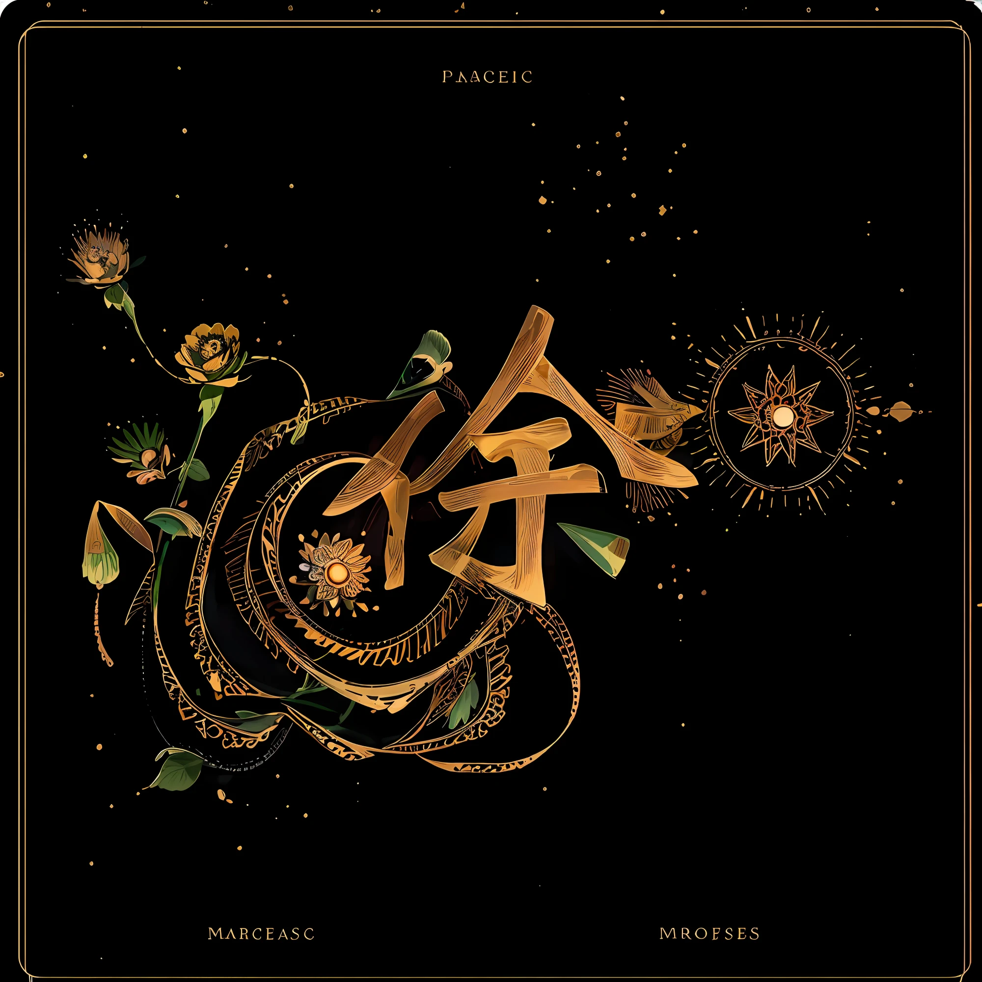 realistic, (best quality, masterpiece:1.3), golden rose ,soul card, line, light particles, no humans,