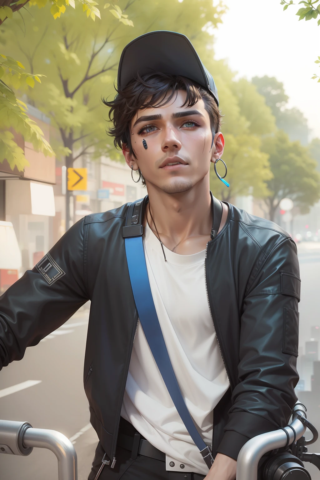 change background cyberpunk handsome boy. realistic face. 4k. ultra realistic.