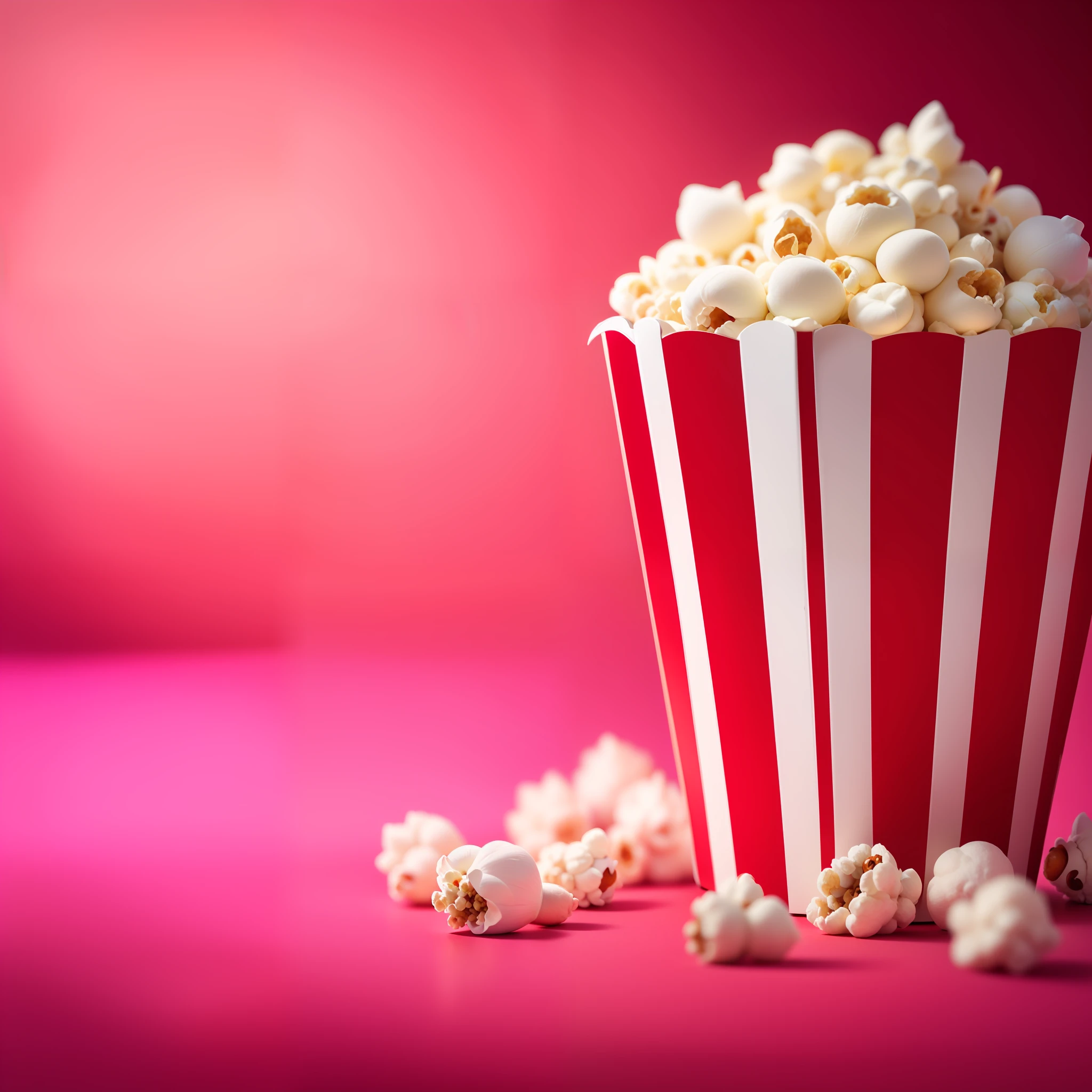 a pixar-like animated popcorn bucket with eyes mouth legs and nose