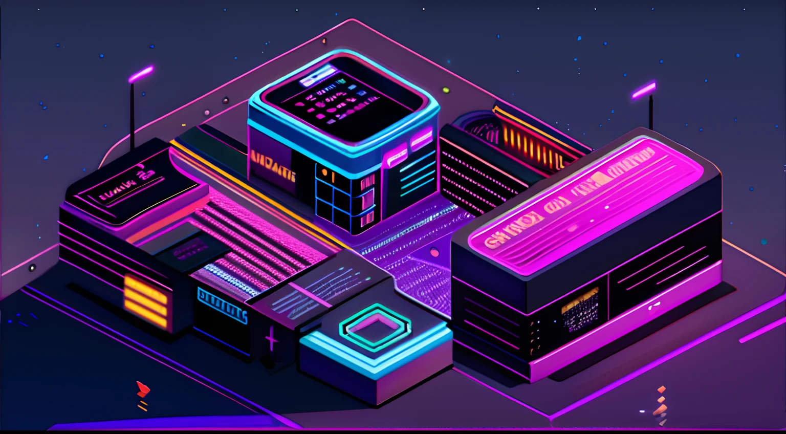 Isometric,outdoors, no humans, scenery, sign, cable, trash can, neon lights, san fransisco scene, ultra sharp, best illustration, (zentangle, mandala, tangle, entangle:0.6), extreme light and shadow, bloom, shine, dynamic angle,