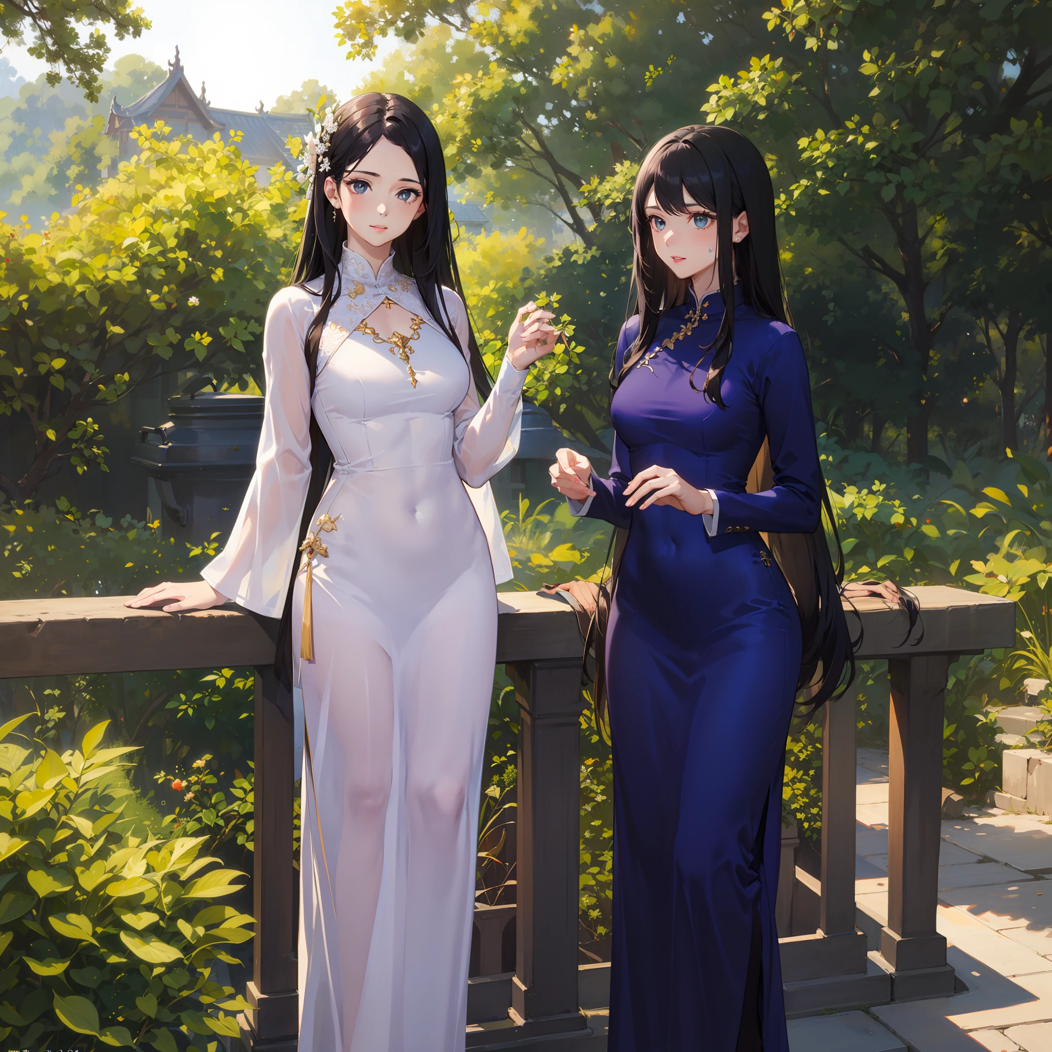 garments:Woman in blue Ao Dai:1.8,accessory:shell necklace,The hair:Long Black Hair:1.1、 make - up:natural, Glowing skin、Wearing sweat, BEReaction:relax、Free-spirited、 The location:Landscape of Vietnam:1.1,Lantern sink:1.1,4K, (Raw photo: 1.2), (Realism: 1.4), (masutepiece: 1.3), (exquisite detailing: 1.2), Delicate and beautiful details, (Eye Detail), (Facial Detailed), (Highest Quality) :1.4), (Hyper-Resolution: 1.2), cinematric light, (very detailed illustration), (Best Quality, Super Resolution, depth of fields, Wide light, natural shadows