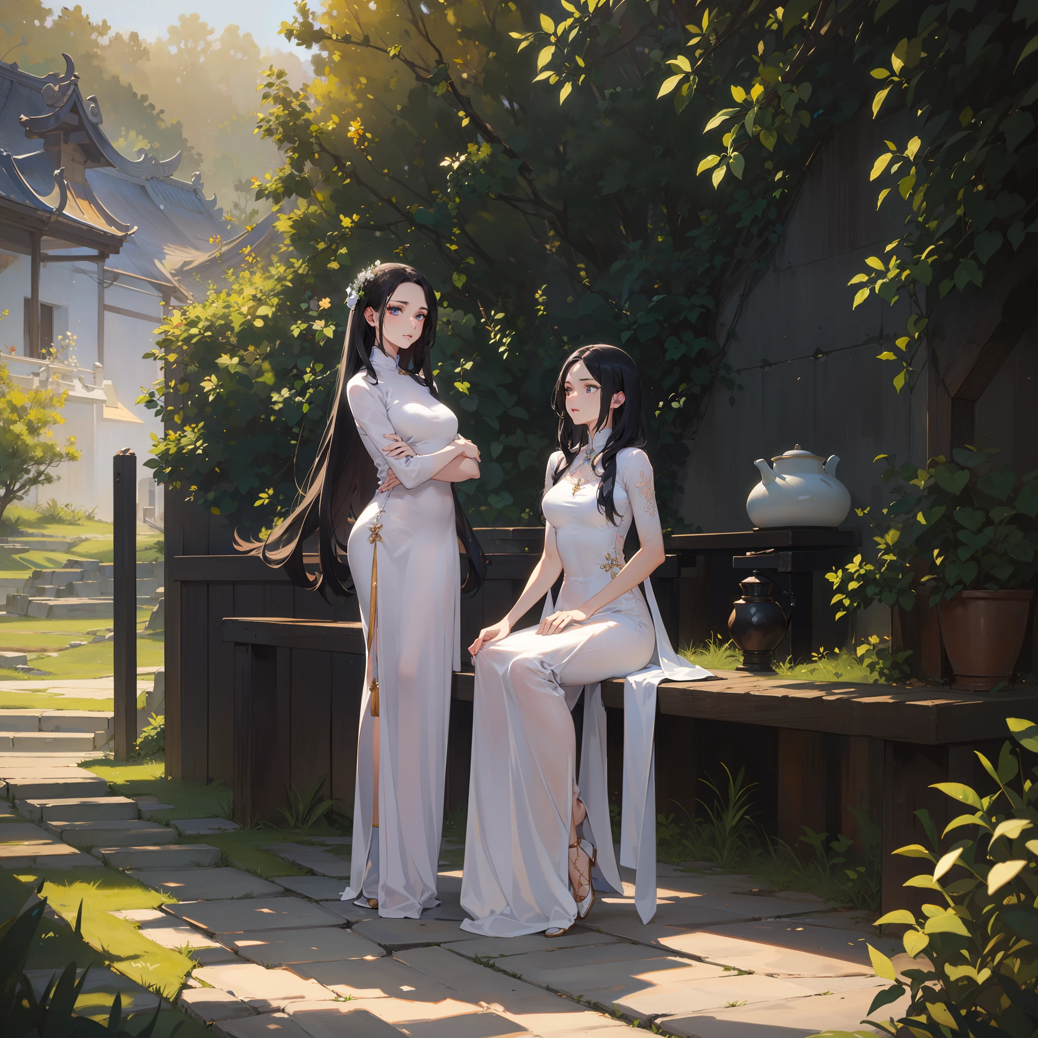 garments:Woman in blue Ao Dai:1.8,accessory:shell necklace,The hair:Long Black Hair:1.1、 make - up:natural, Glowing skin、Wearing sweat, BEReaction:relax、Free-spirited、 The location:Landscape of Vietnam:1.1,Lantern sink:1.1,4K, (Raw photo: 1.2), (Realism: 1.4), (masutepiece: 1.3), (exquisite detailing: 1.2), Delicate and beautiful details, (Eye Detail), (Facial Detailed), (Highest Quality) :1.4), (Hyper-Resolution: 1.2), cinematric light, (very detailed illustration), (Best Quality, Super Resolution, depth of fields, Wide light, natural shadows
