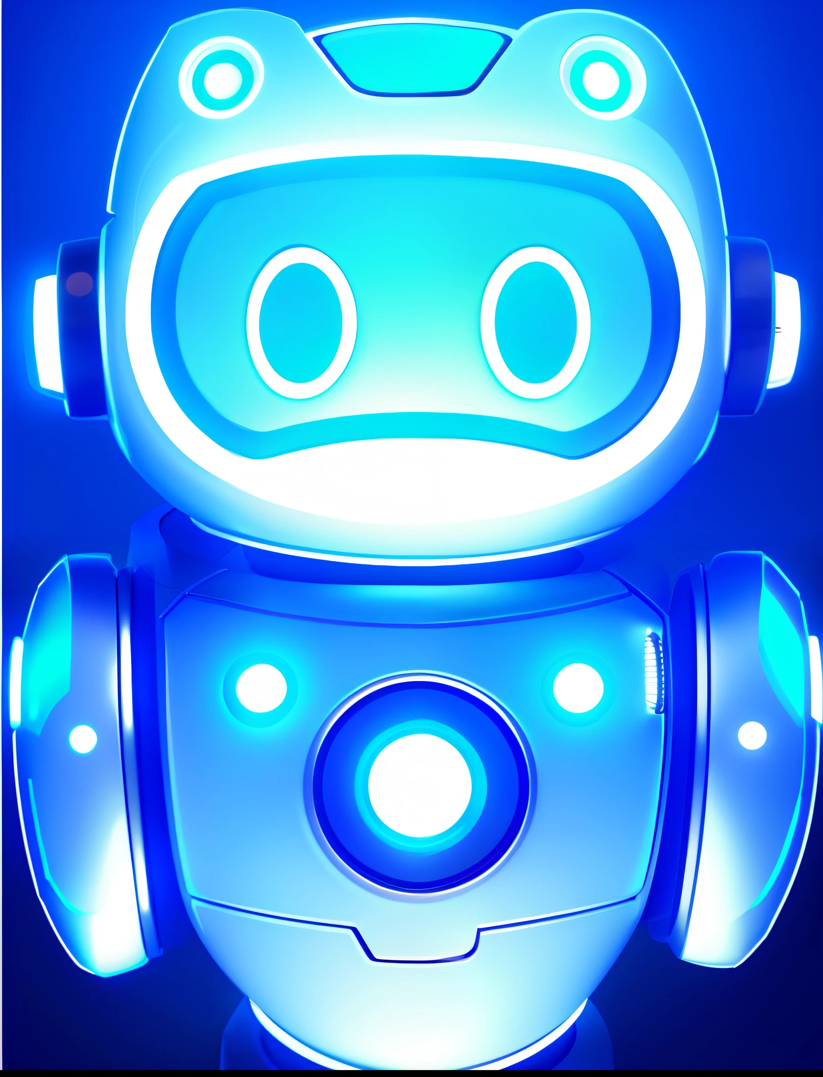 Close-up of a robot with glowing head and eyes, Cute robot, Very cute robot Zen, adorable friendly robot, friendly robot, Super cute robot face, Cute humanoid robot, friendly humanoid cyber robot, Bot icon, icon for an ai app, blue android eyes, Avatar image, happy robot, Robot face, friendly humanoid robot, Portraits of robots with different rich expressions