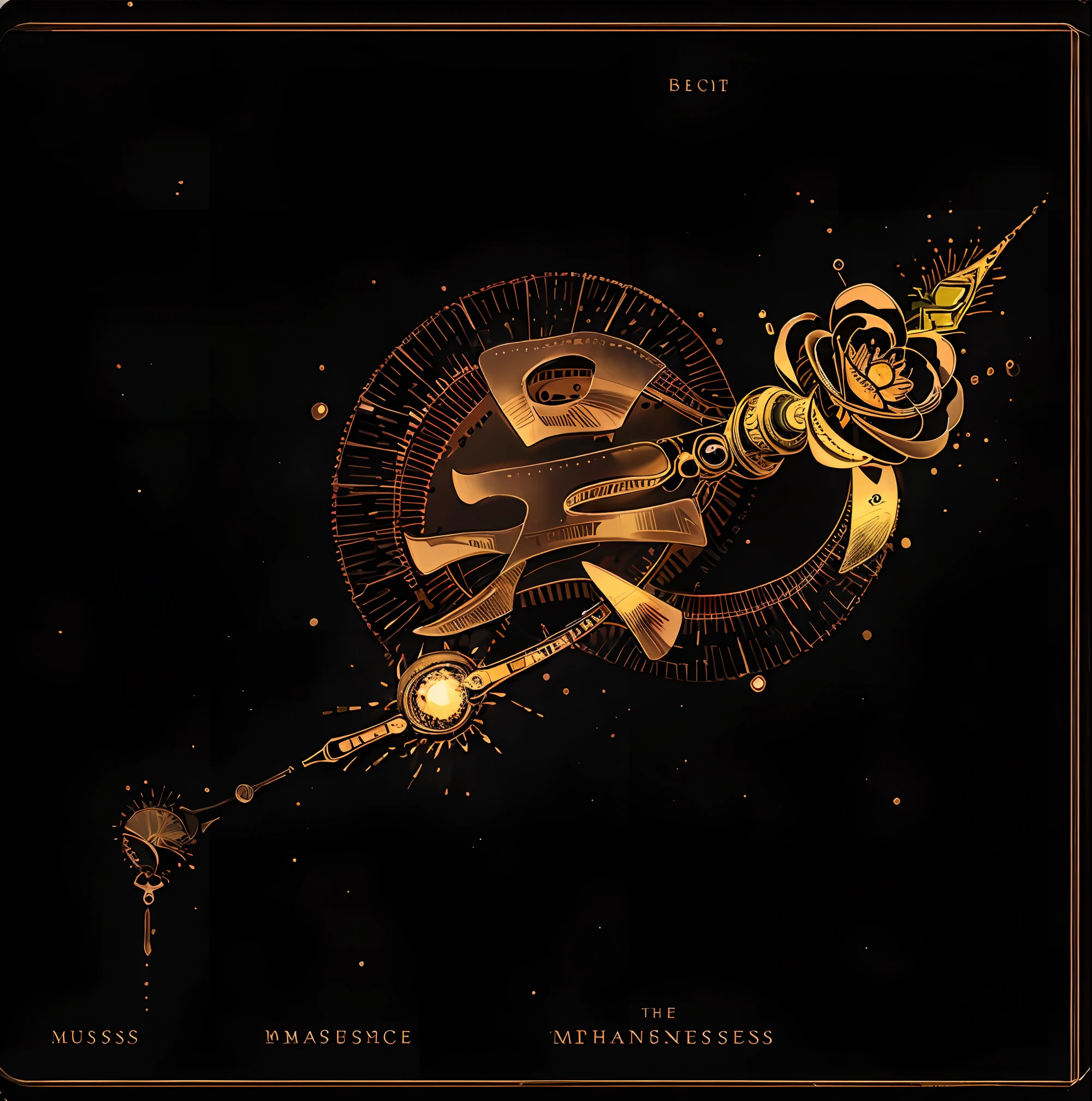realistic, (best quality, masterpiece:1.3), golden rose ,soul card, line, light particles, no humans,