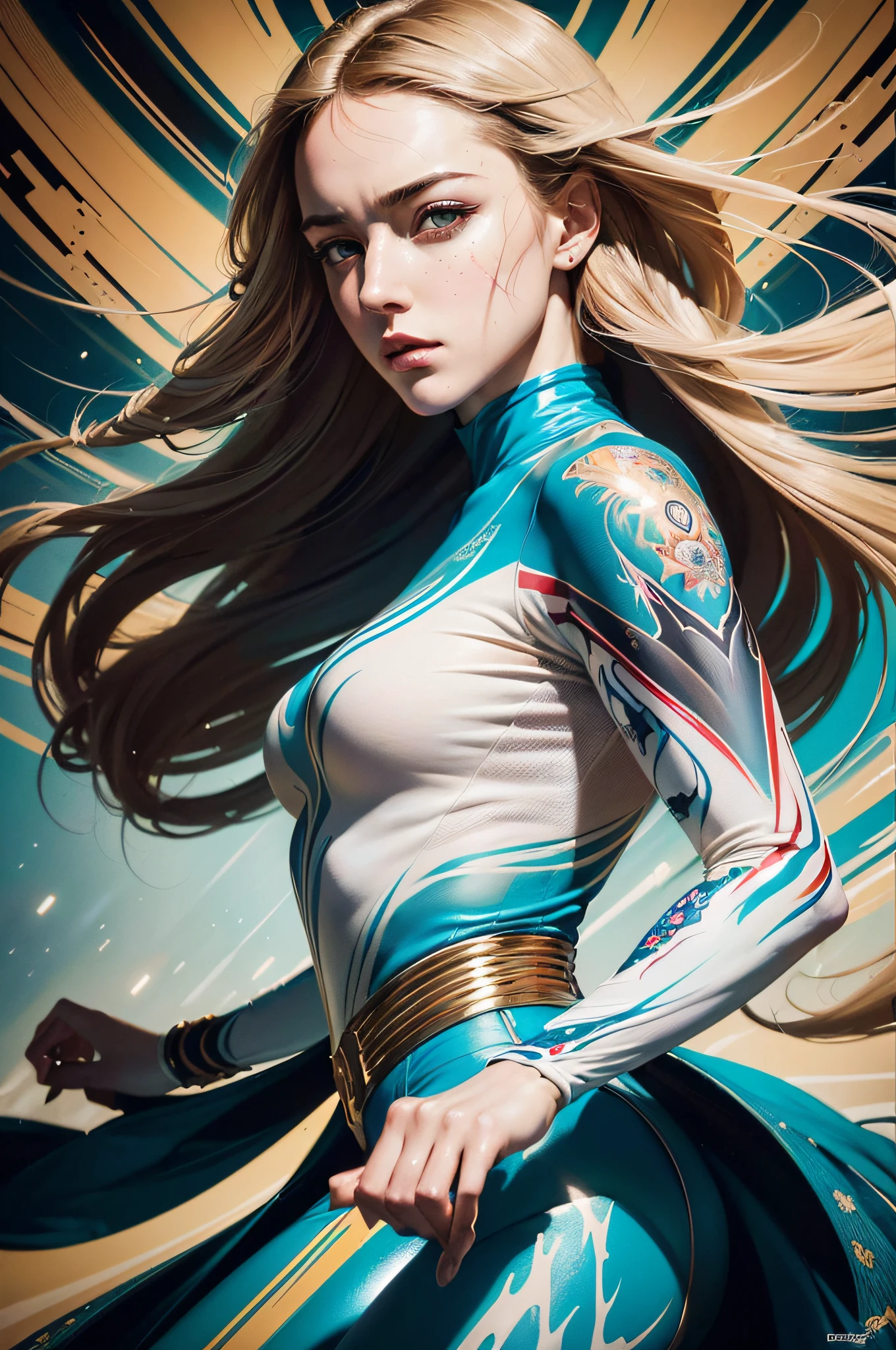 best quality, masterpiece, (realistic:1.2), detailed face, beautiful eyes, (masterpiece, top quality, best quality, official art, beautiful and aesthetic:1.2), (1girl:1.4), extreme detailed, (Joshua Middleton comic cover art:1.1), (Action painting:1.2), (concretism:1.2), theater dance scene, (hypermaximalistic:1.5), colorful, highest detailed,