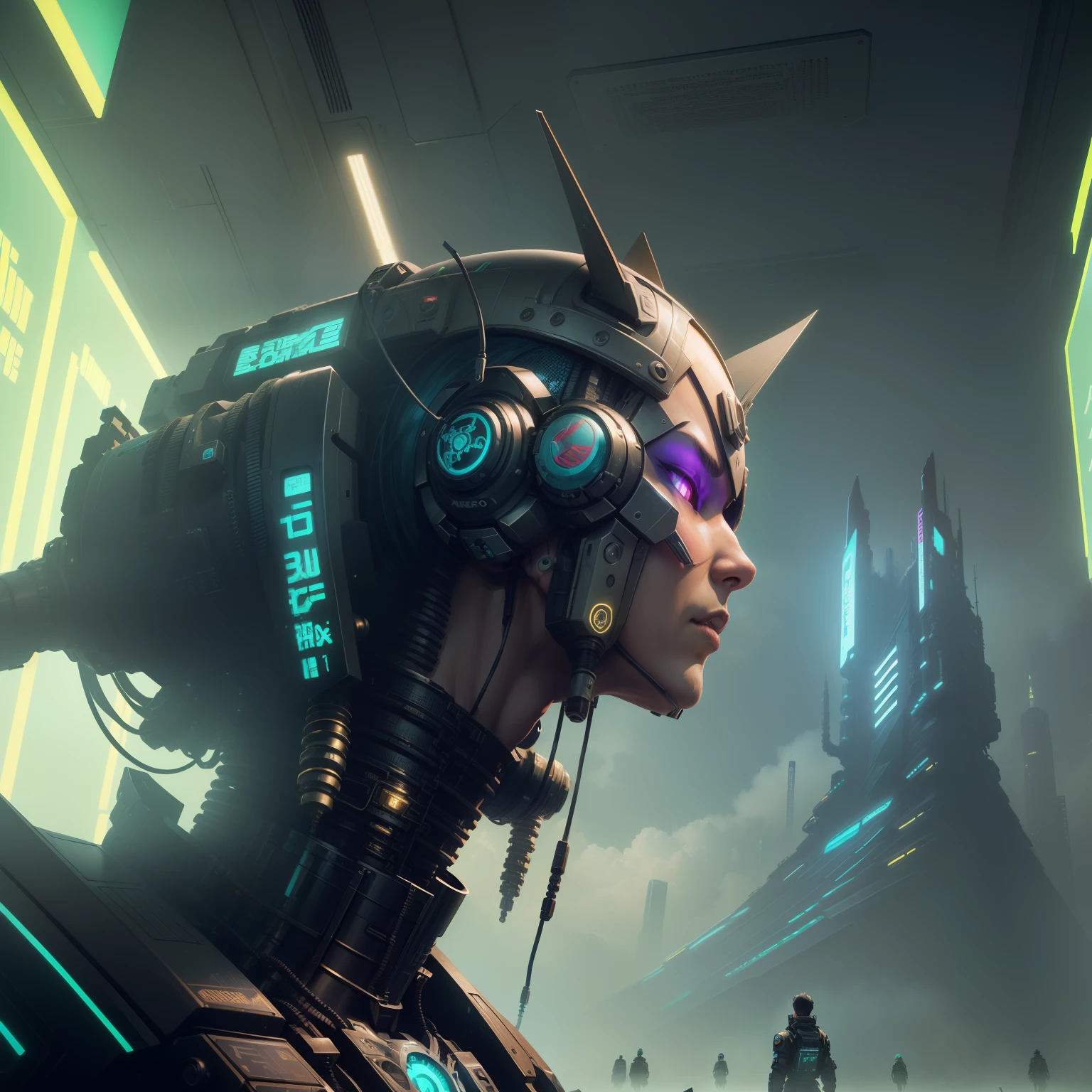 Cybernetic 4x1 tree:1.3), technologies,vaporwave, synthetic wave, Cyberpunk, (marshes:1.3), High-tech, (Golden:1.2), (Frightening:1.3) (RFNKTRY), (author：Artist Akihiko Yoshida:1.3),(author：Artist Ross Tran:1.3),(by artist Erpei Tatsutake:1.3),Masterpiece, 4K, HD, Artistically：Nvinkpunk Mecha Maiden