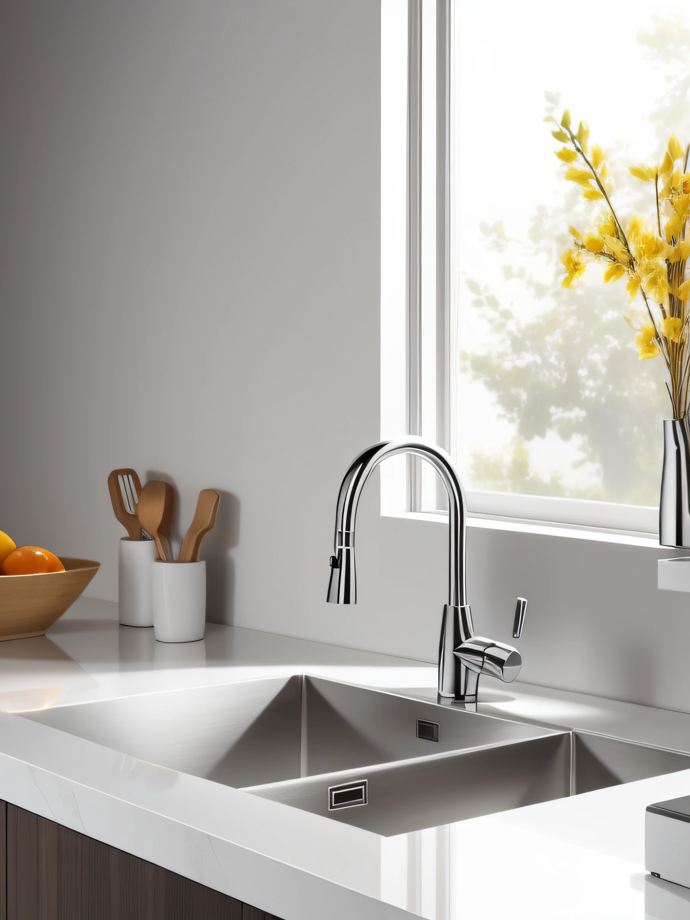 Kitchen faucets are realistic and minimalist