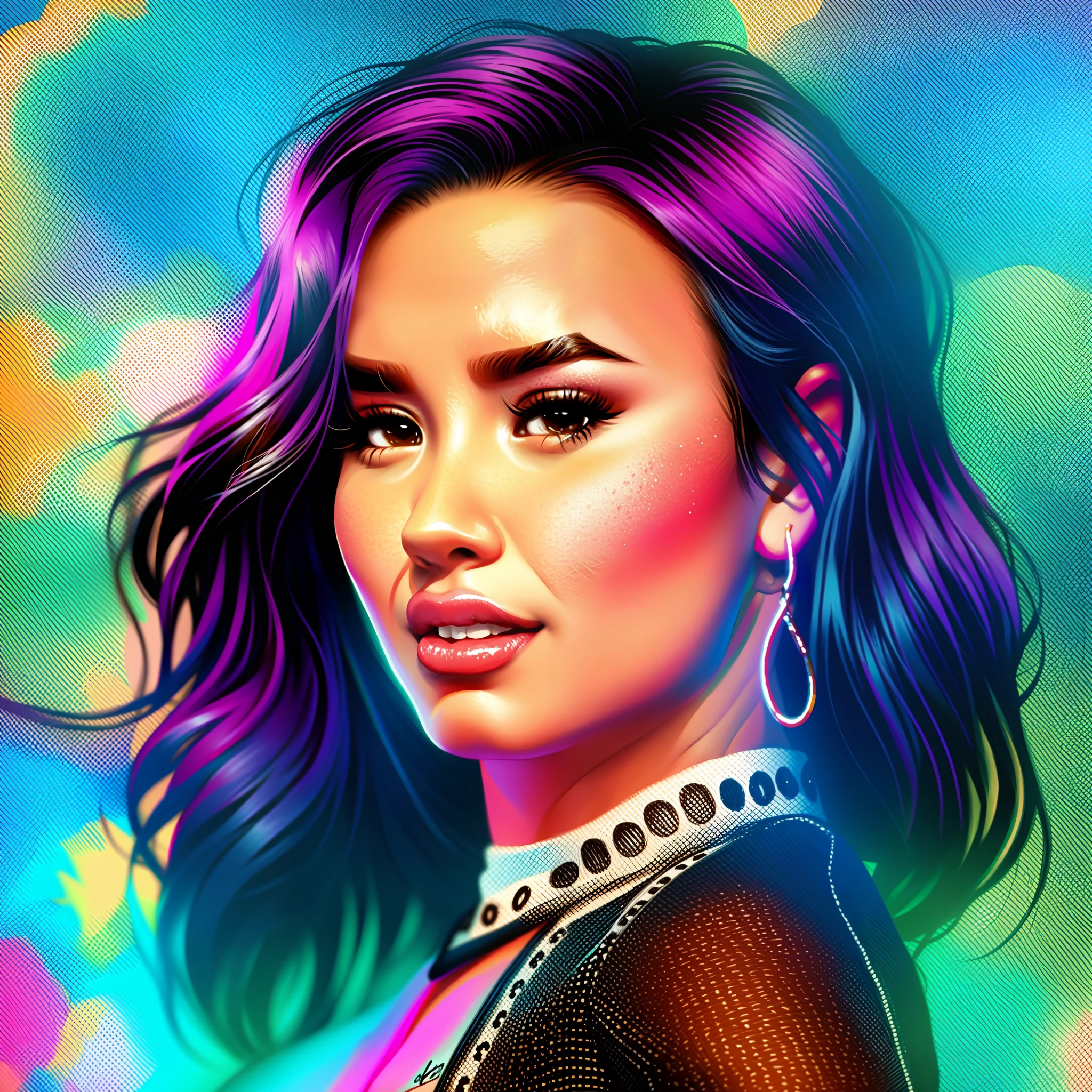 Demi Lovato estilo cartoon pintura digital