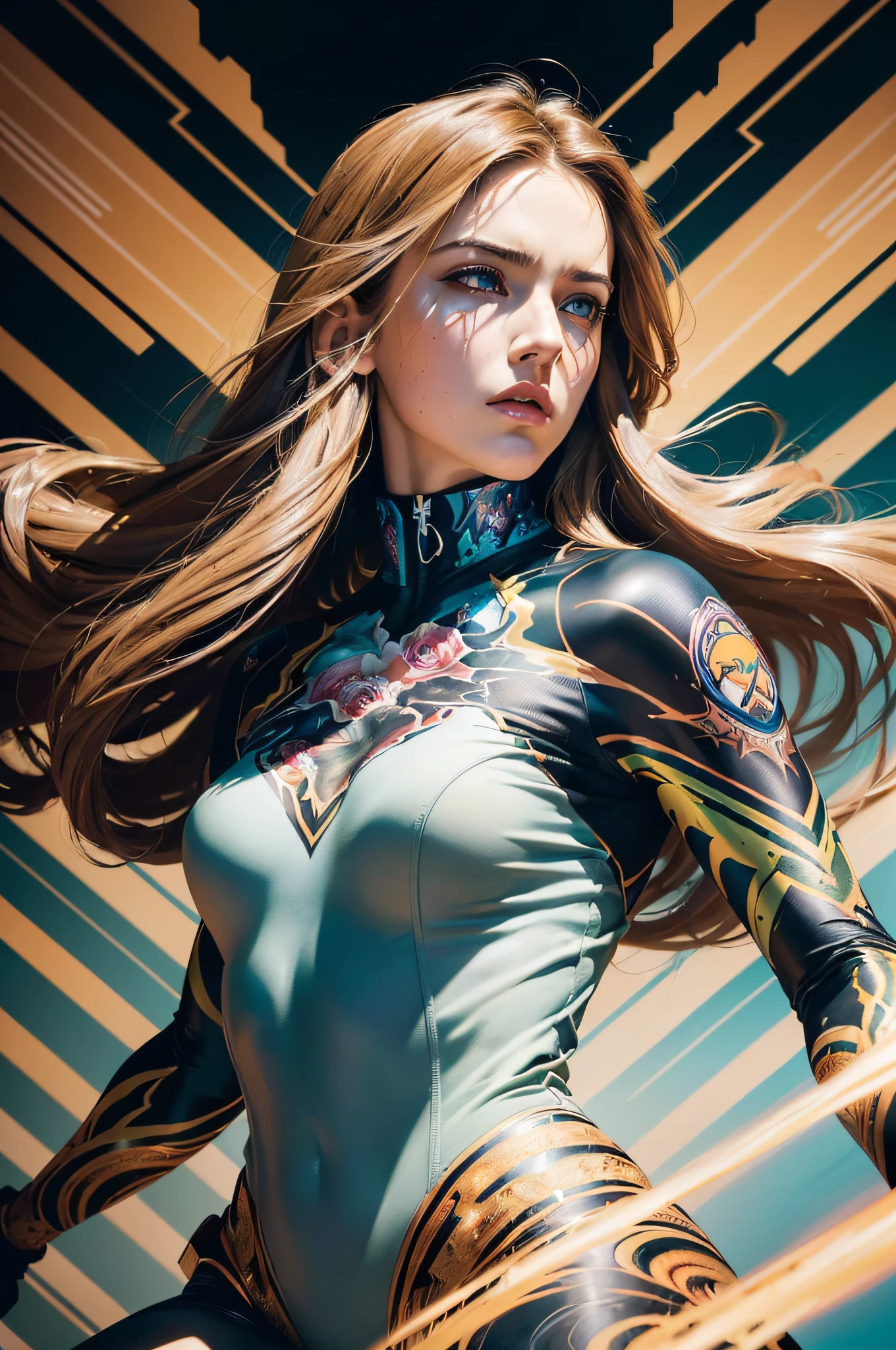 best quality, masterpiece, (realistic:1.2), detailed face, beautiful eyes, (masterpiece, top quality, best quality, official art, beautiful and aesthetic:1.2), (1girl:1.4), extreme detailed, (Joshua Middleton comic cover art:1.1), (Action painting:1.2), (concretism:1.2), theater dance scene, (hypermaximalistic:1.5), colorful, highest detailed,