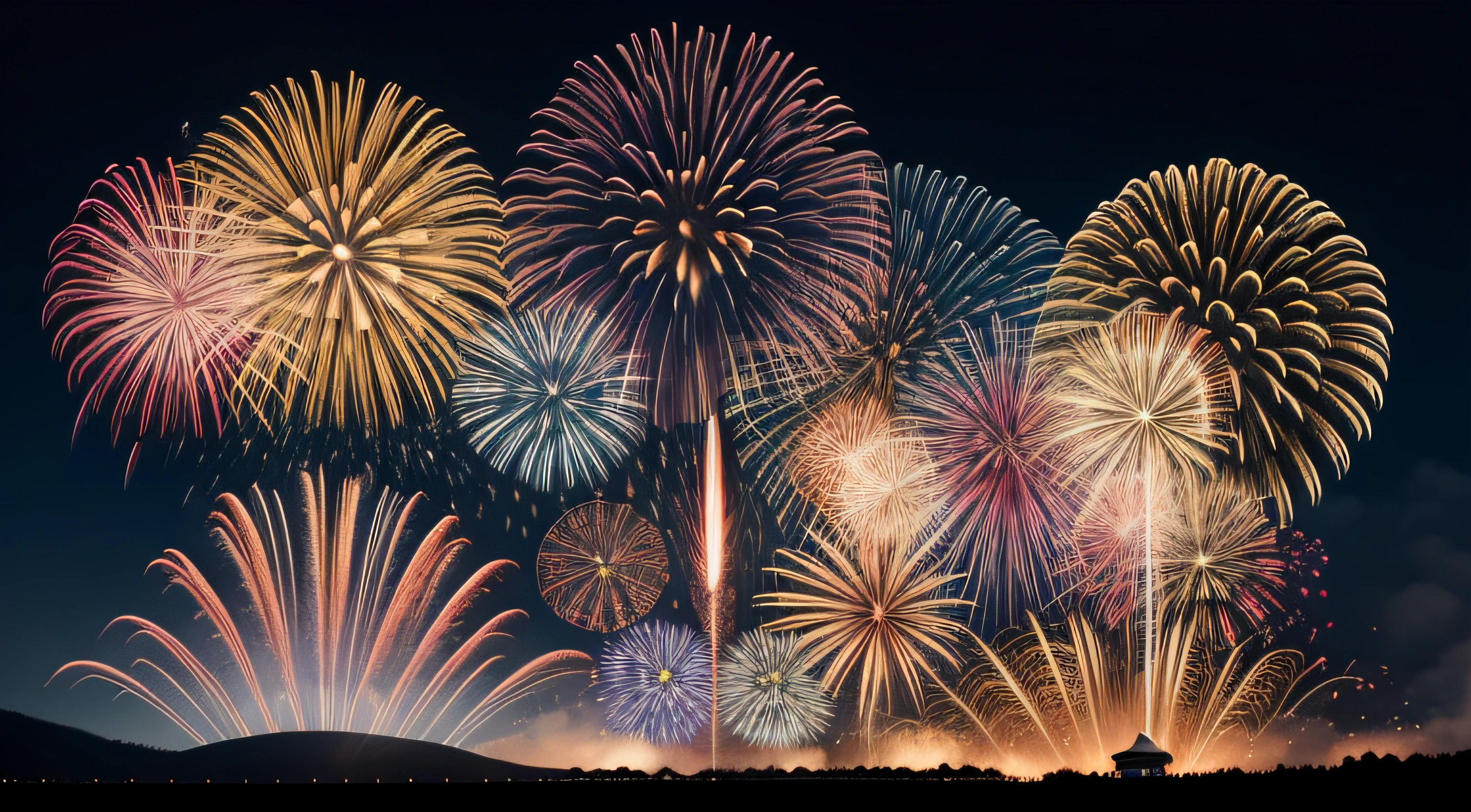 Omagari fireworks、jpn、Wide Star Mine、skyrocket、masterpiece、top-quality、超A high resolution