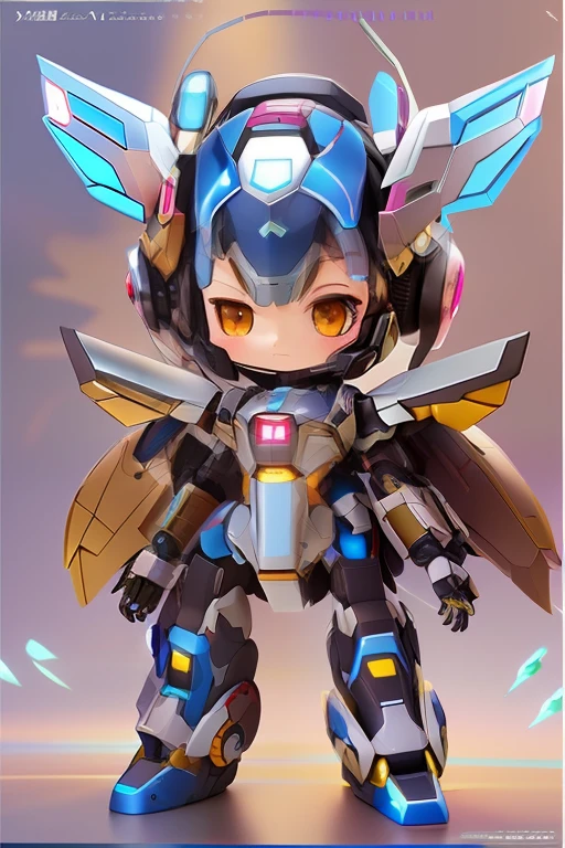 Close-up of toy characters for female characters, advanced digital chibi art, Mechanized Valkyrie girl, cute cyber gods, From Arknights, girl in mecha cyber armor, angel knight girl, tchibi, ethereal and mecha theme, Cute detailed digital art, style of anime4 K, Armor Girl, Best anime 4k konachan wallpaper