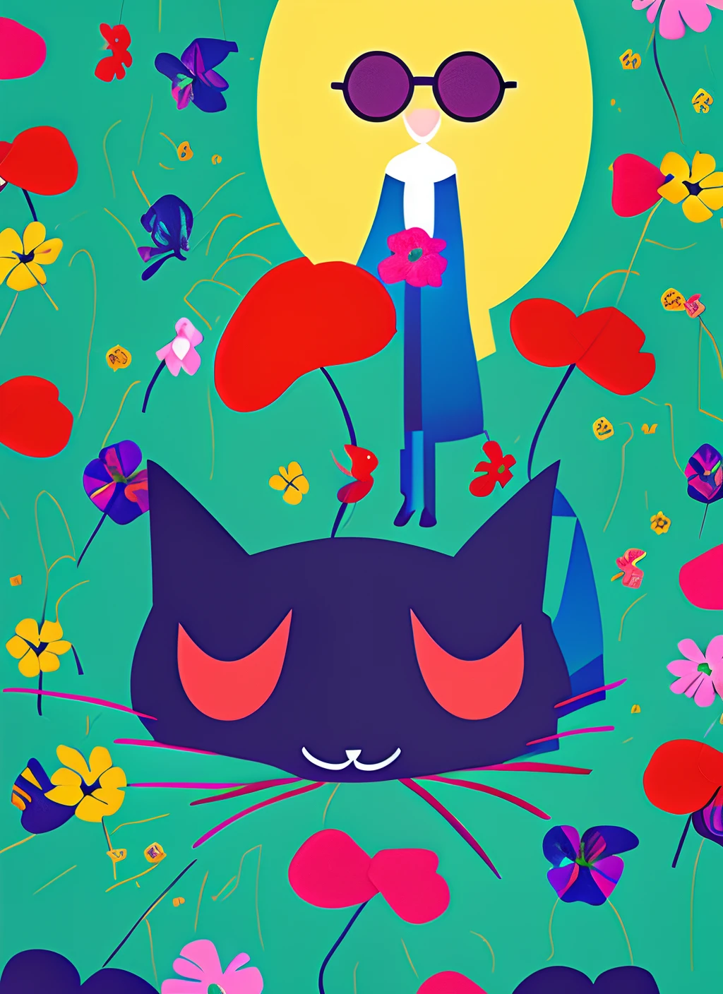 Two-dimensional kimono cat lady