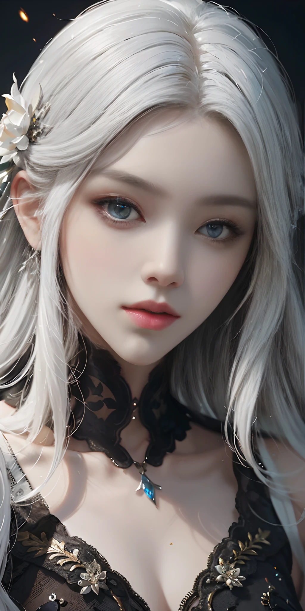 a close up of a woman with white hair and a white mask, beautiful character painting, guweiz, artwork in the style of guweiz, white haired deity, by Yang J, epic exquisite character art, stunning character art, by Fan Qi, by Wuzhun Shifan, guweiz on pixiv artstation