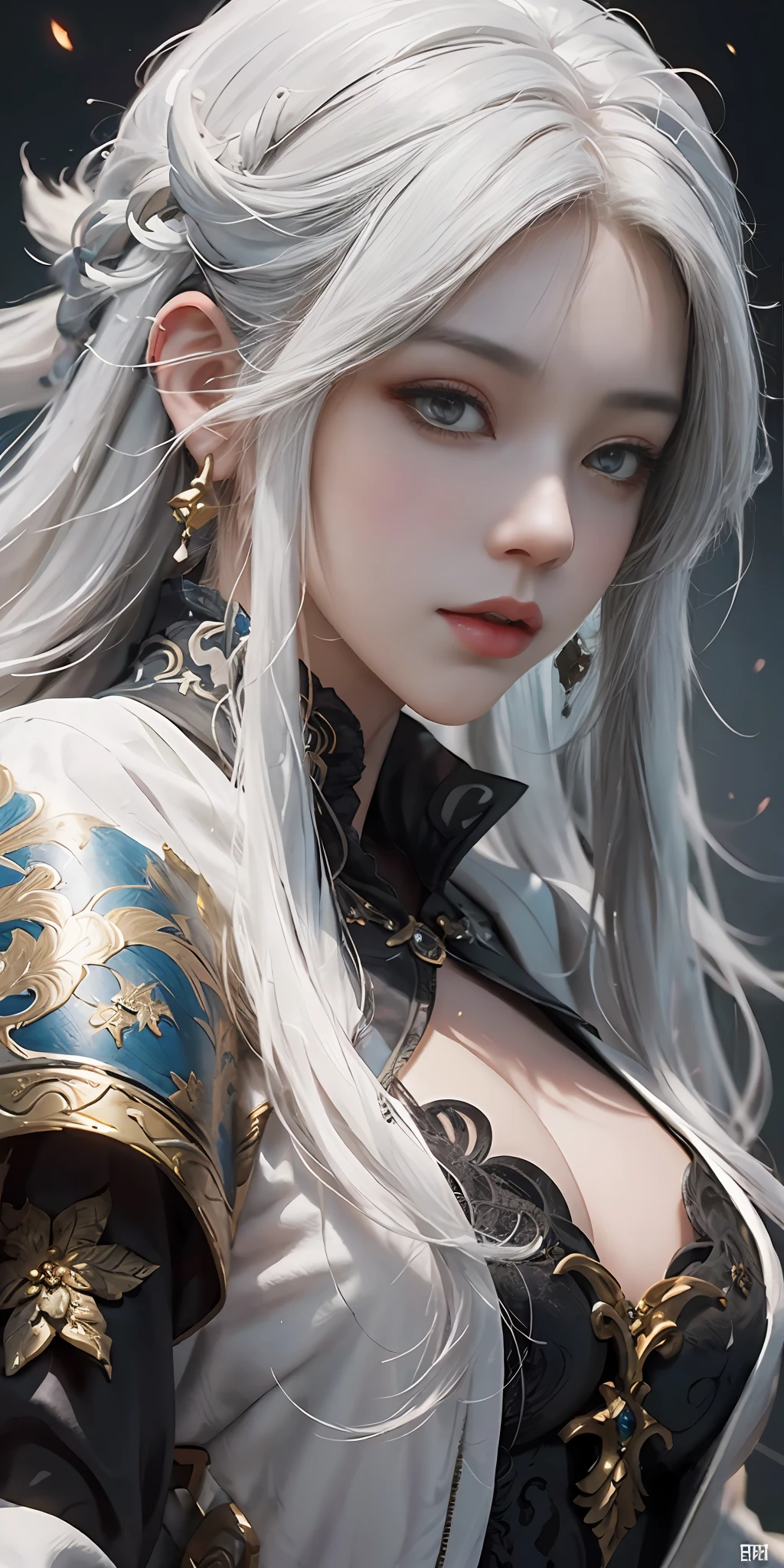 a close up of a woman with white hair and a white mask, beautiful character painting, guweiz, artwork in the style of guweiz, white haired deity, by Yang J, epic exquisite character art, stunning character art, by Fan Qi, by Wuzhun Shifan, guweiz on pixiv artstation