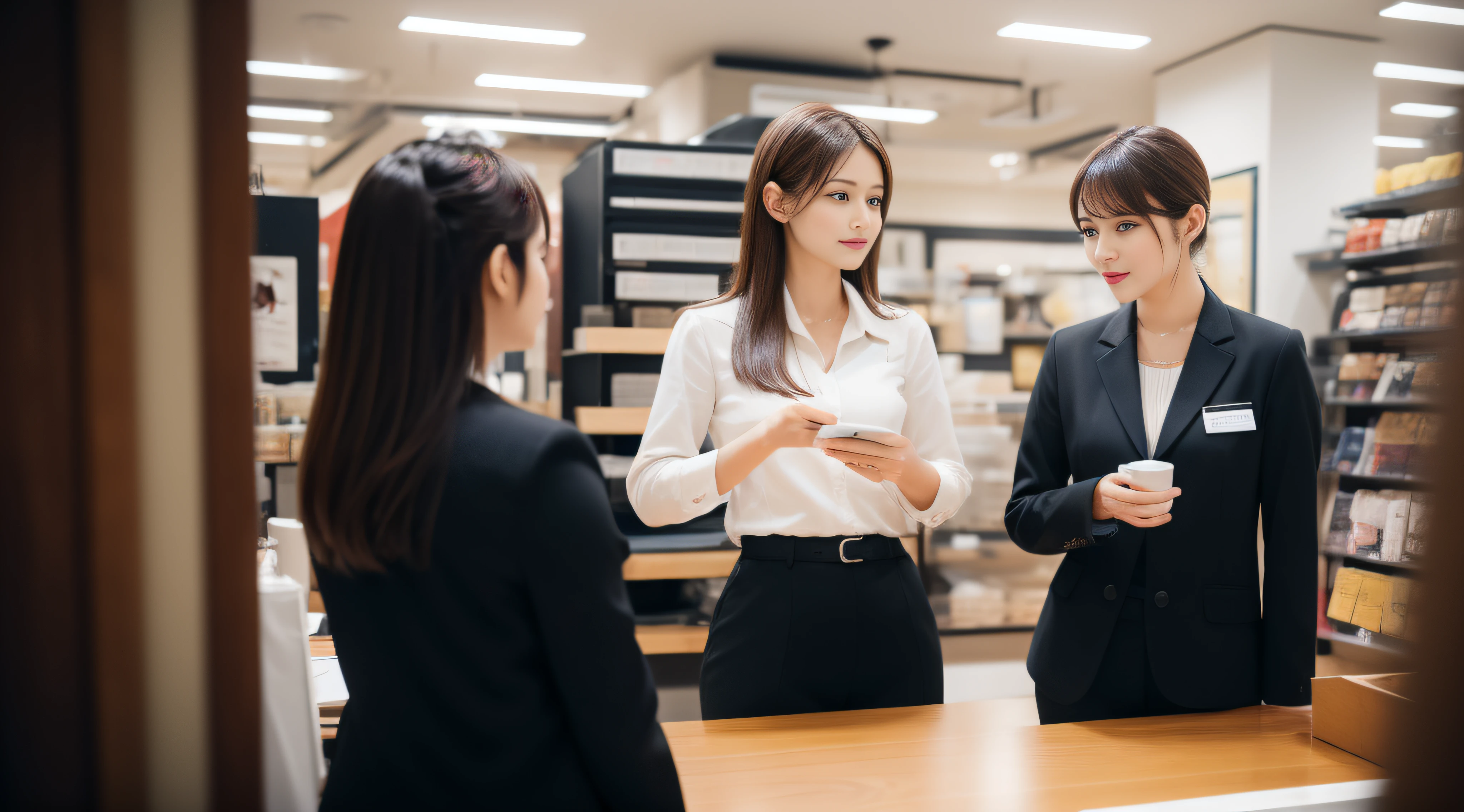 Scene of communication between salesperson and customer