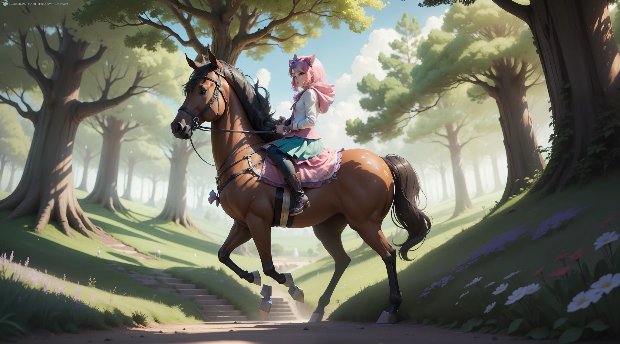 Cartoon,A magical girl tree,e seu cavalo Rayo: Uma viagem ao mundo da fantasia