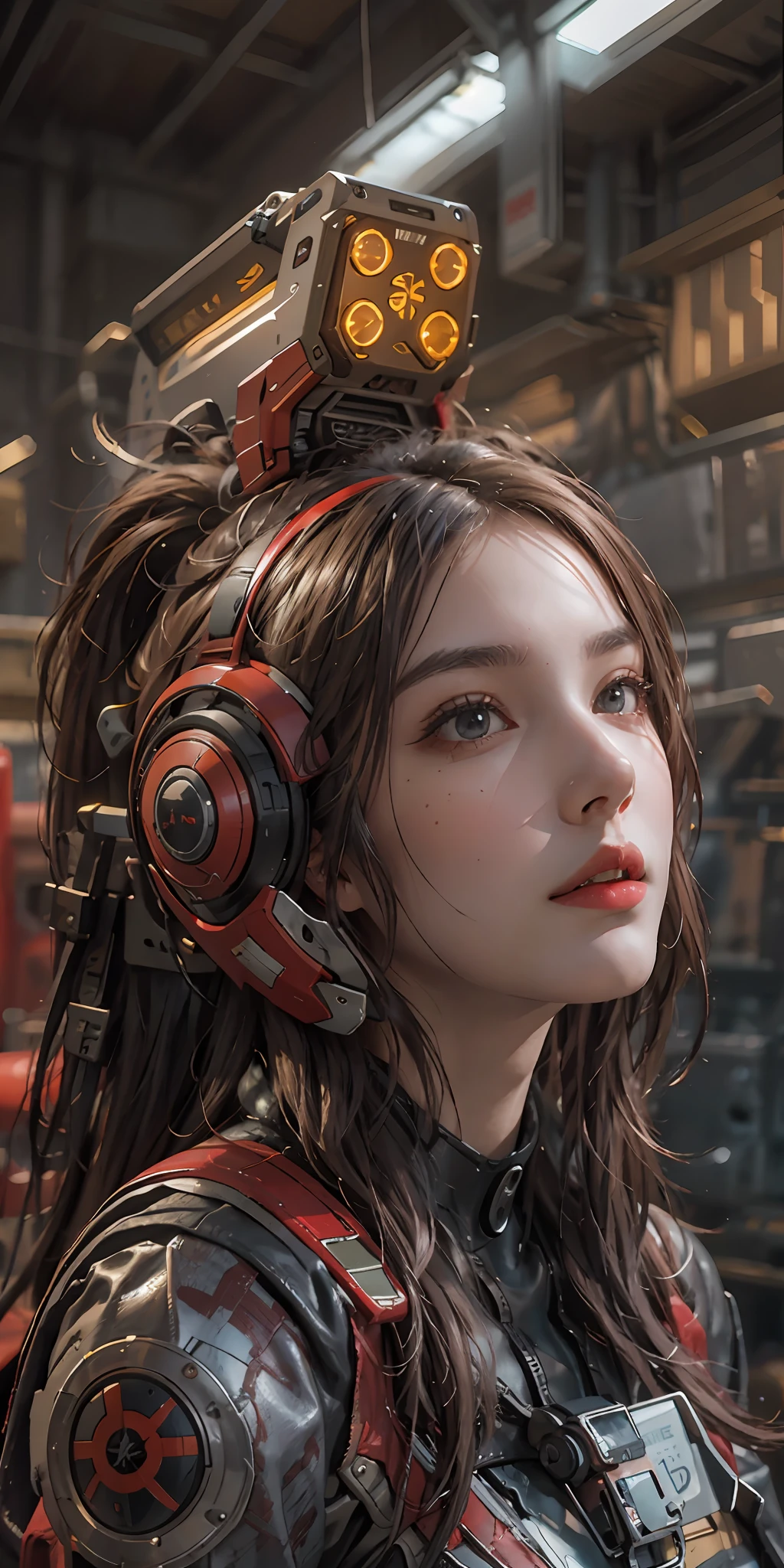 (1girl:1.3), solo,__body-parts__, official art, unity 8k wallpaper, ultra detailed, beautiful and aesthetic, beautiful, masterpiece, best quality, RAW, masterpiece, super fine photo,, best quality, super high Resolution, photorealistic, sunlight, full body portrait, stunningly beautiful,, dynamic pose, delicate face, vibrant eyes, (side view), she is wearing a futuristic Iron Man mech, red and gold, Highly detailed abandoned warehouse background, detailed face, detailed complex busy background, messy, gorgeous, milky, high detailed skin, realistic skin details, visible pores, sharp focus, volumetric fog, 8k uhd, dslr camera, High quality, film grain, fair skin, photorealism, lomography, sprawling metropolis in a futuristic dystopia, view from below, translucent