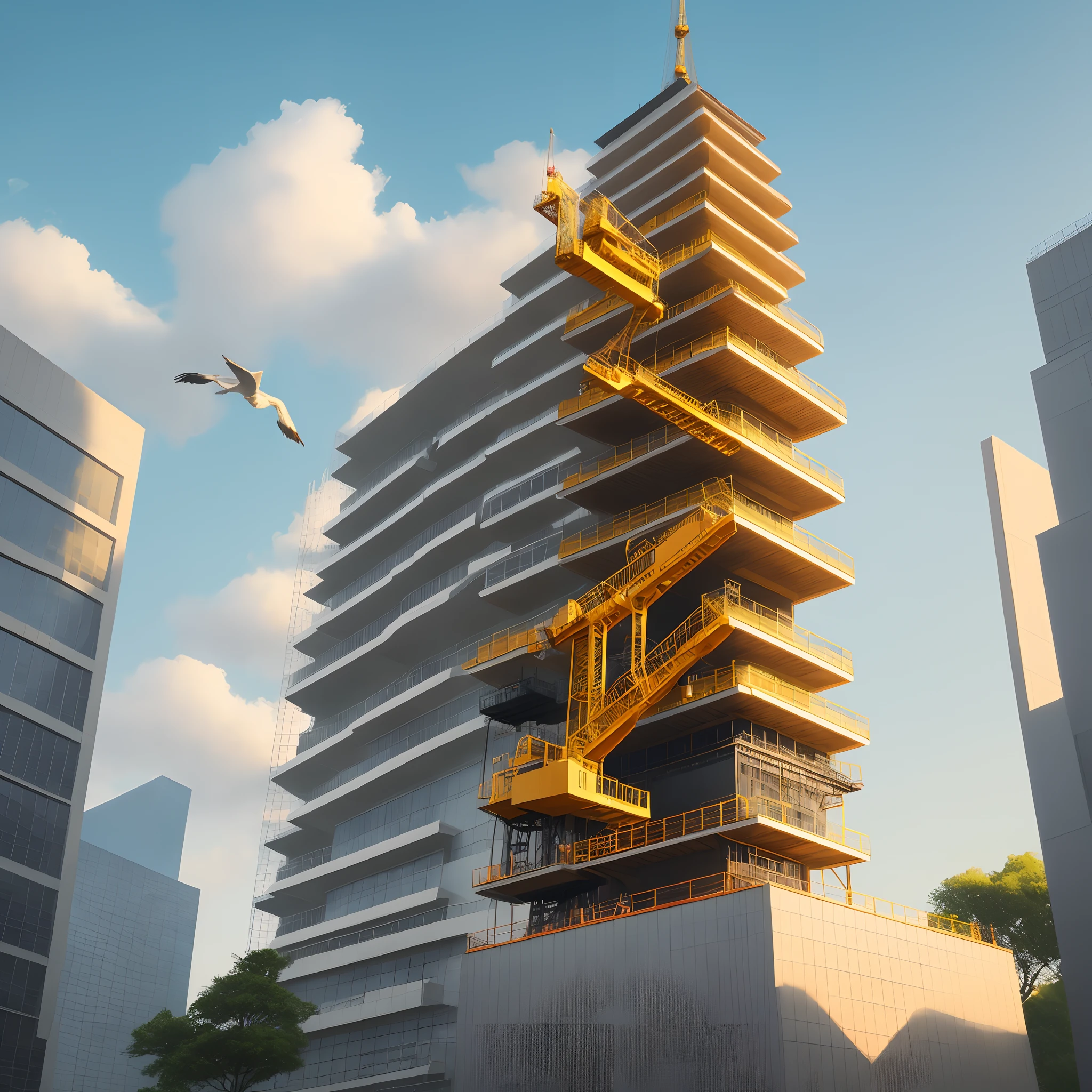 Yellow crane tower