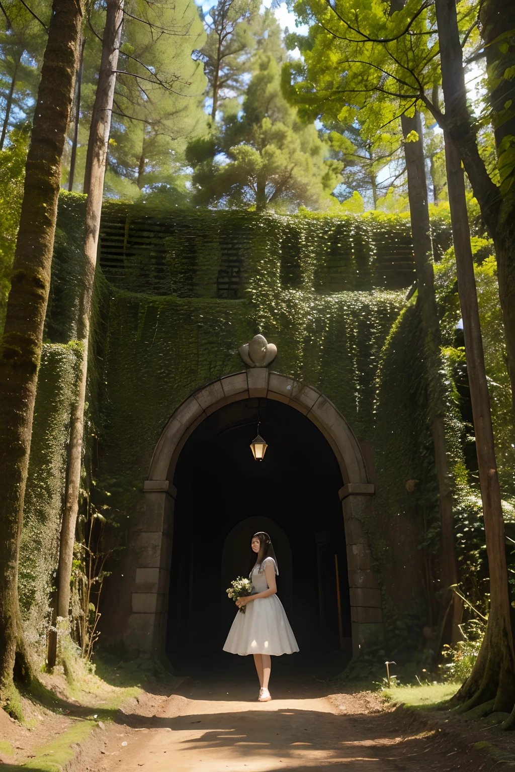 (8k, foto RAW, melhor qualidade, obra-prima: 1.2), (realista, foto-realista: 1.37), ultra-detalhado,
In the heart of the lush forest, between ancient trees and tangled mosses, erguia-se um portal misterioso e imponente. Its structure was made of a combination of organic materials and ethereal elements, Creating a unique fusion between nature and the unknown. Intertwined arches of ornate vineyards rose around the portal, parecendo ganhar vida com flores resplandecentes que cintilavam como estrelas em uma noite clara.