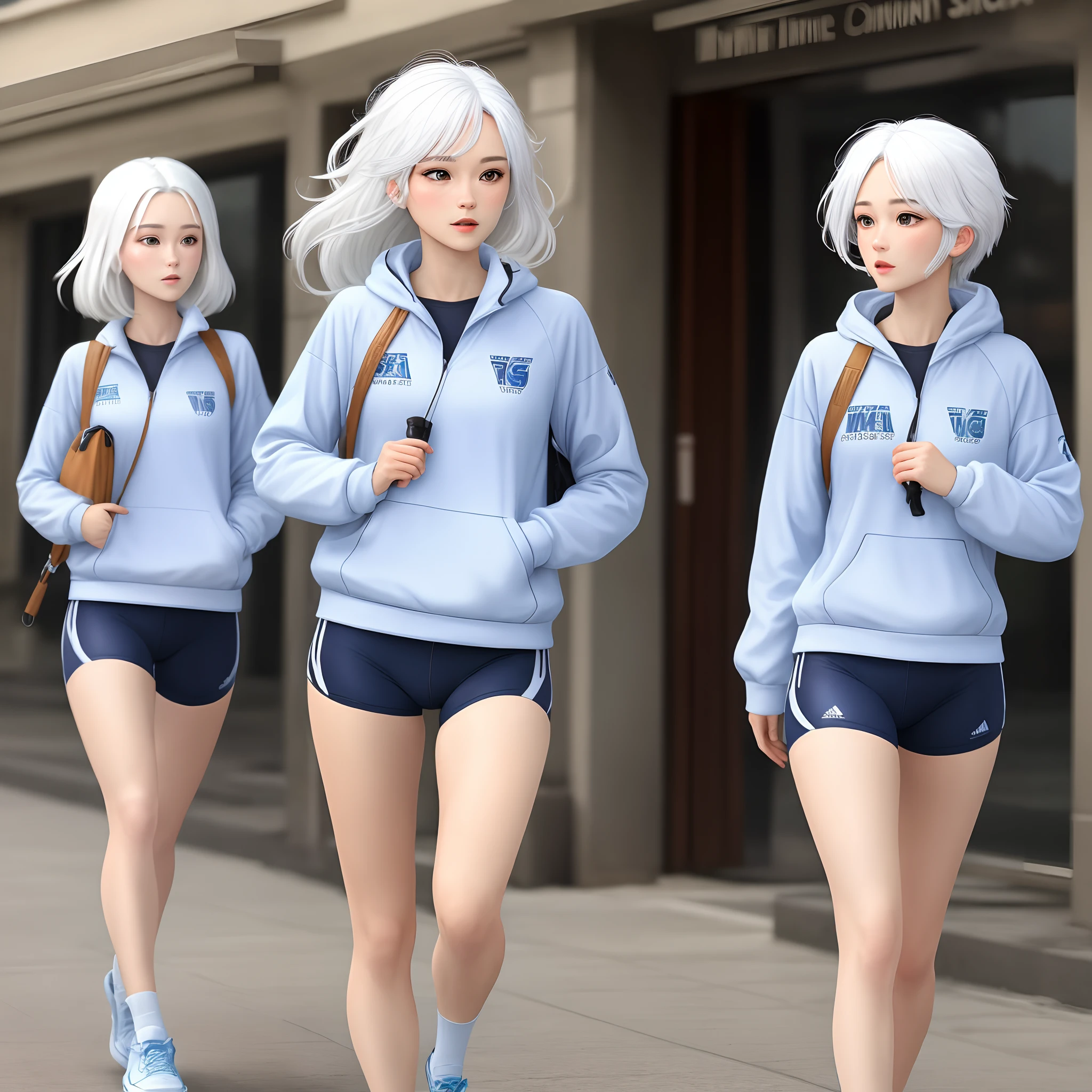Campus sportswear white hair royal sister