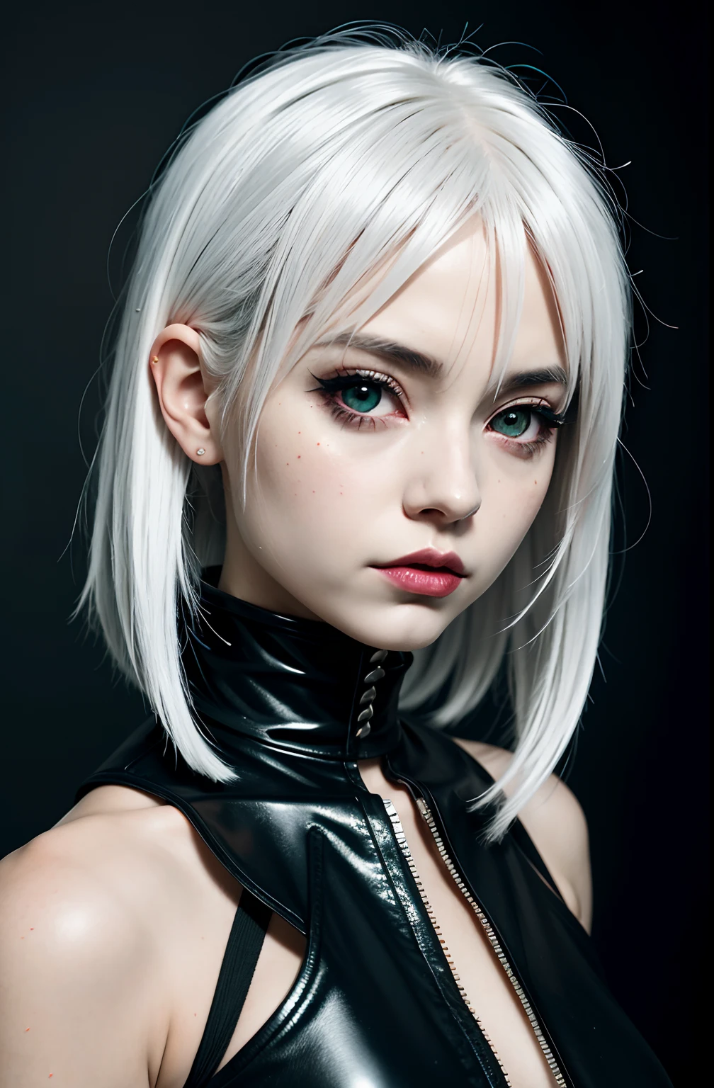 anime girl with white hair and black outfit staring at camera, a character portrait inspired by loish, tumblr, gothic art, anime vibes, girl with short white hair, loish |, loish art style, girl with white hair, anime styled, modern anime style, in an anime style, anime style portrait, anime art style, dark art style